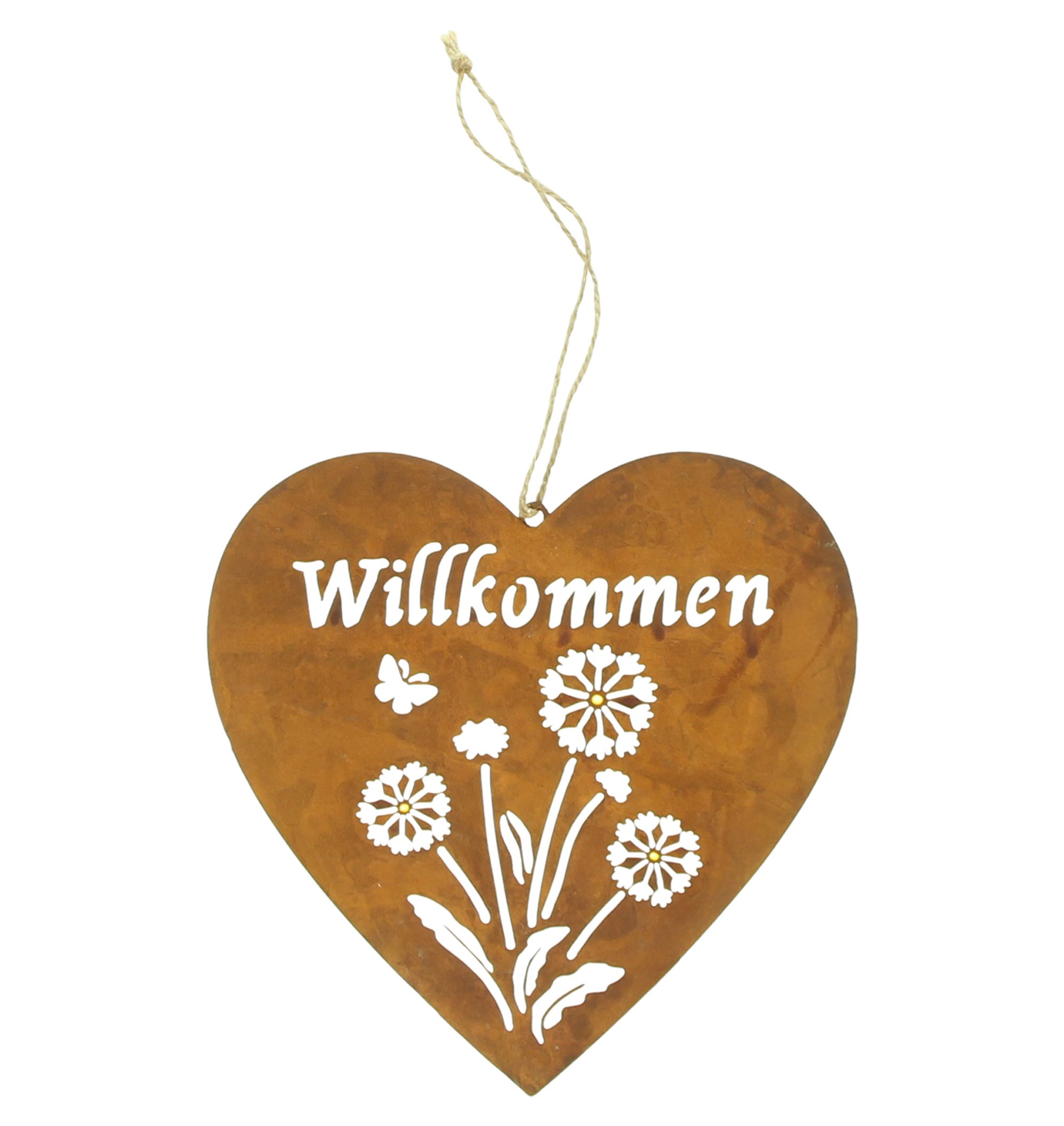 Acheter Suspension coeur "Willkommen"  dans la boutique en ligne de Frank Flechtwaren pour Pâques