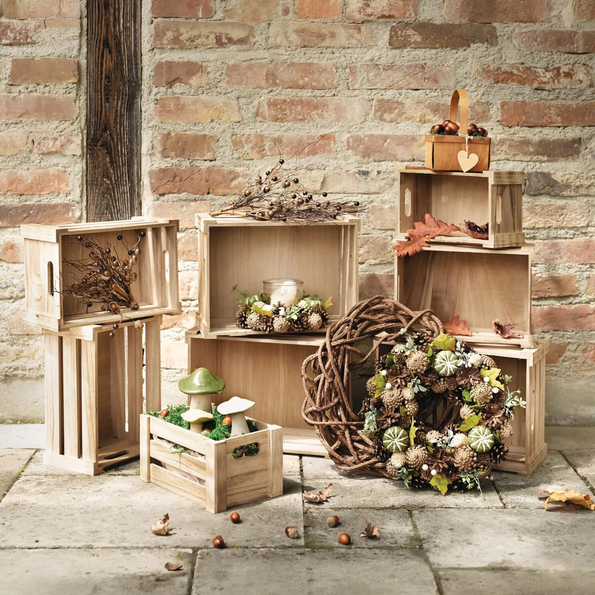 Acheter Lot de 3 caisses en bois "Basic"  dans la boutique en ligne de Frank Flechtwaren