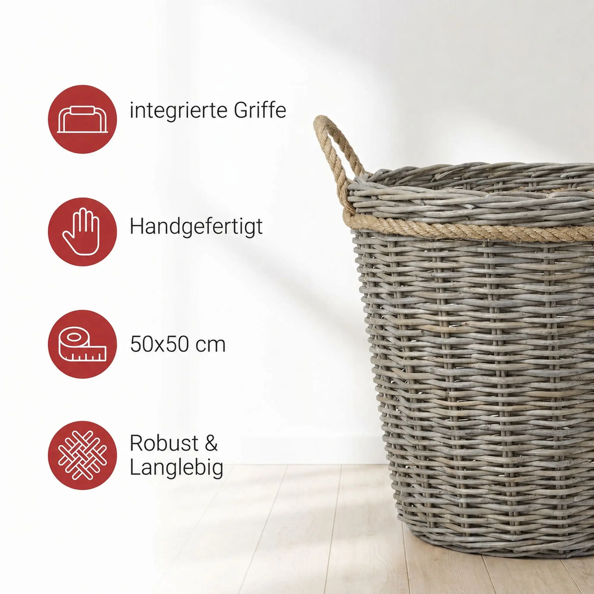 Acheter Corbeille en rotin "Koboo-Grey"  dans la boutique en ligne de Frank Flechtwaren pour Chalet