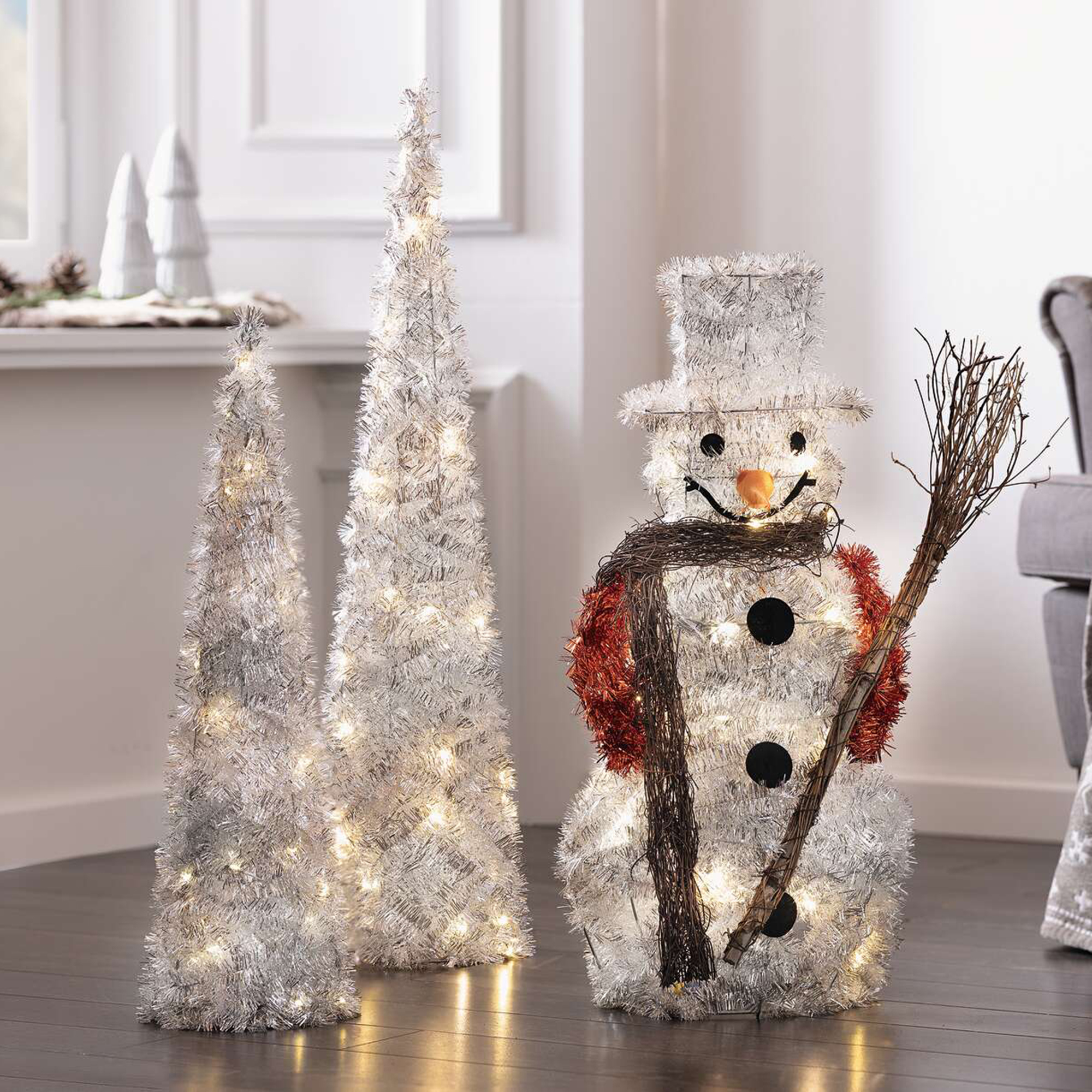 Acheter Lot de 2 cônes "scintillement argenté"  dans la boutique en ligne de Frank Flechtwaren