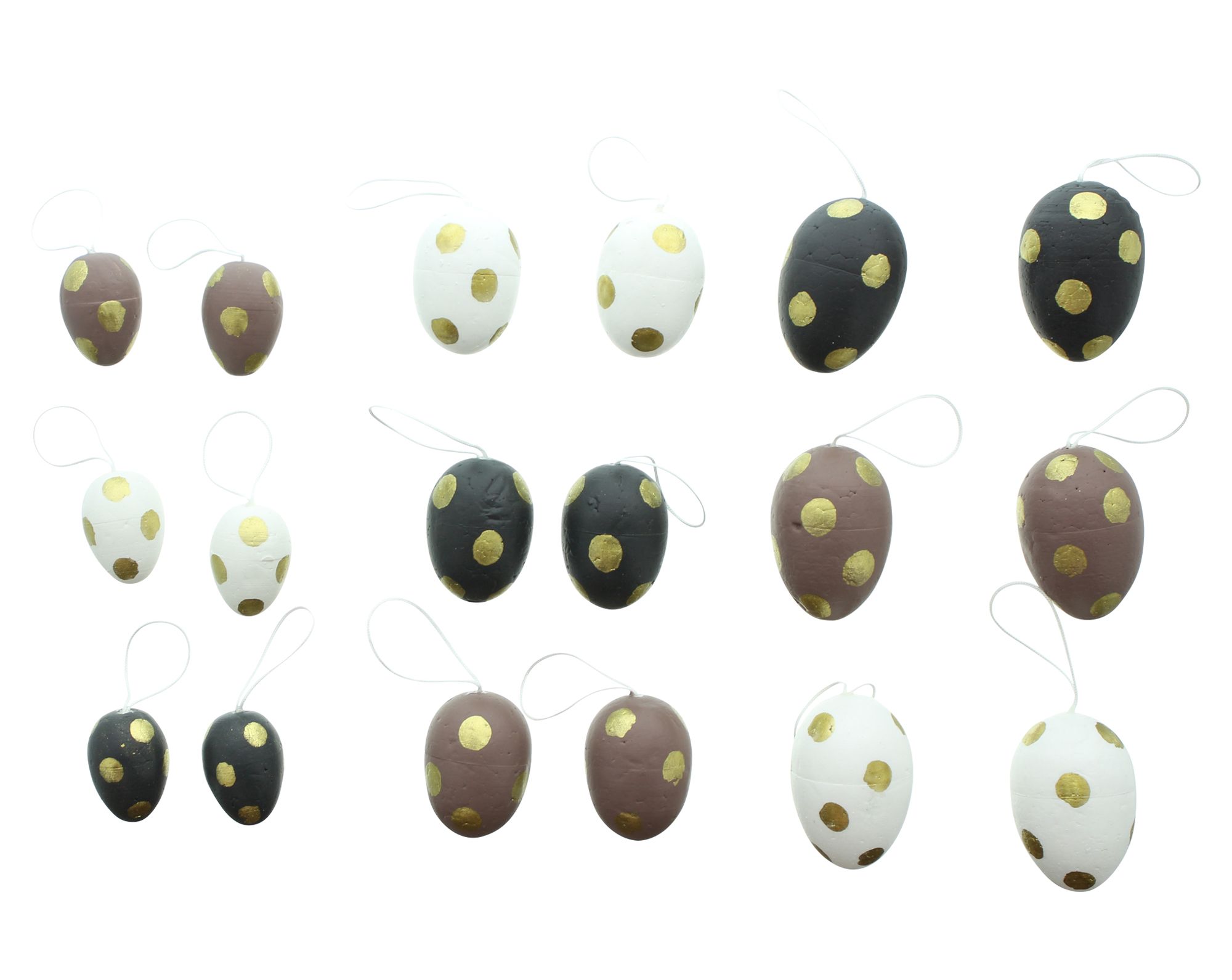 Acheter Lot de 18 oeufs décoratifs "pois dorés"  dans la boutique en ligne de Frank Flechtwaren pour Oeufs Pâques