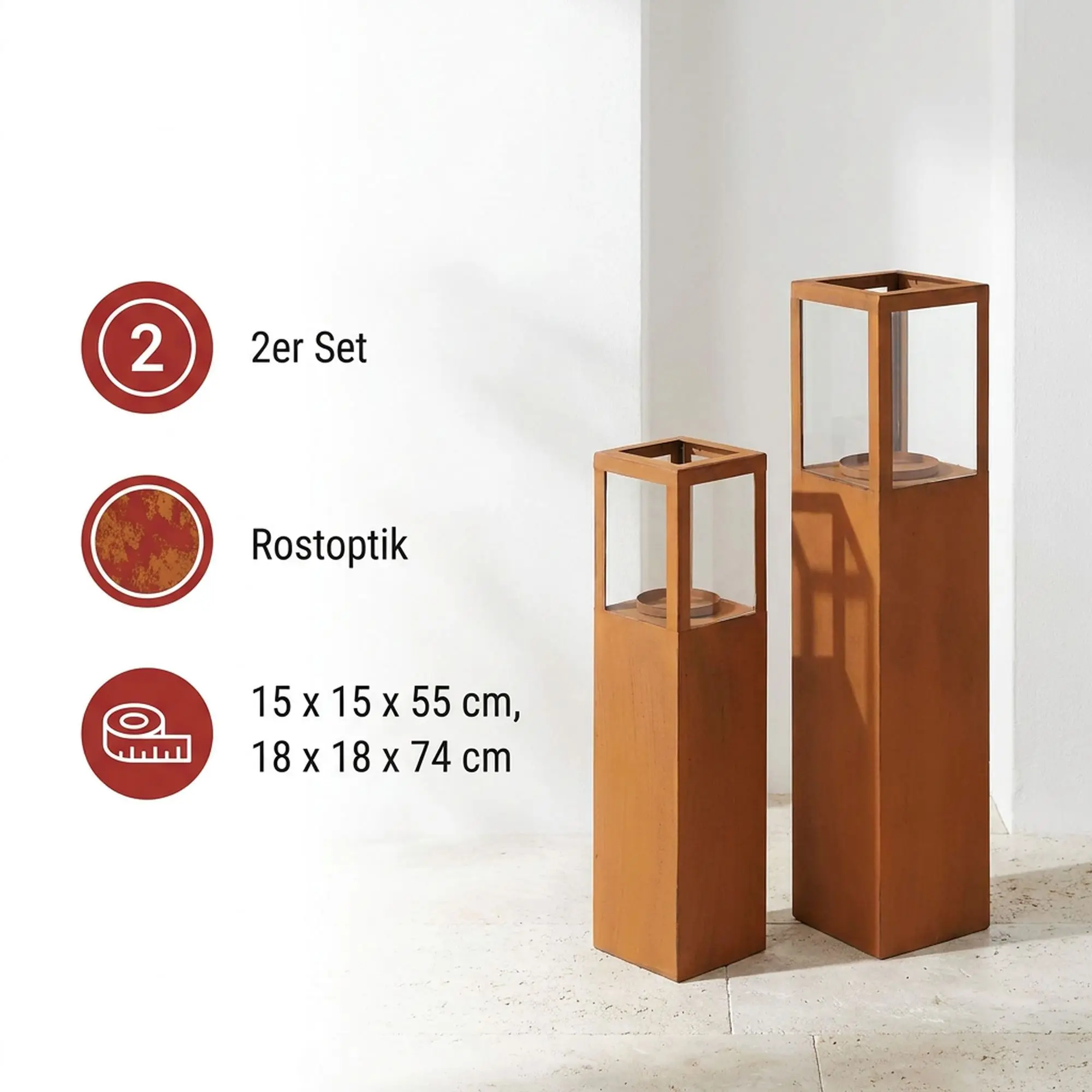Acheter Lot de 2 bougeoirs colonne "tendance"  dans la boutique en ligne de Frank Flechtwaren pour Lanternes &amp; Co.