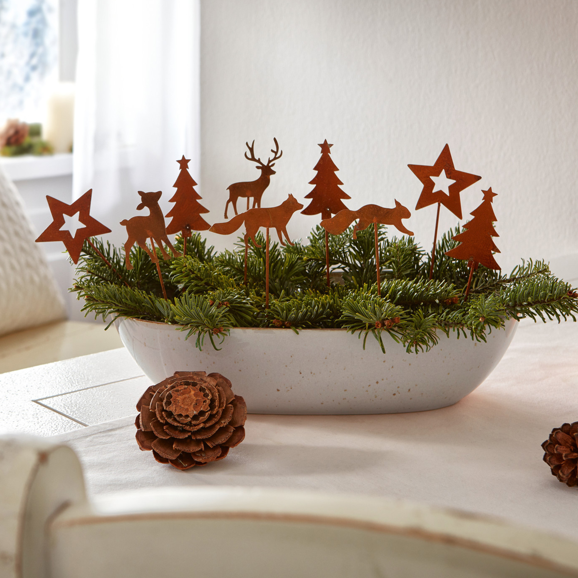 Acheter Lot de 9 pics en métal "forêt de Noël"  dans la boutique en ligne de Frank Flechtwaren