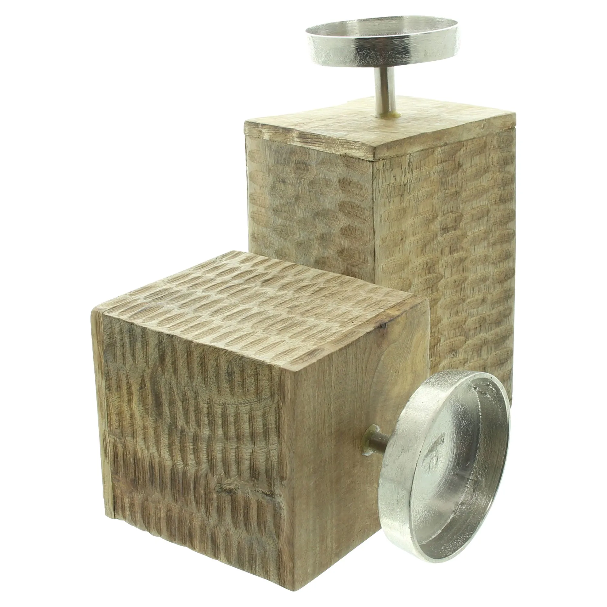 Acheter Lot de 2 bougeoirs "colonne en bois"  dans la boutique en ligne de Frank Flechtwaren pour Bougeoirs