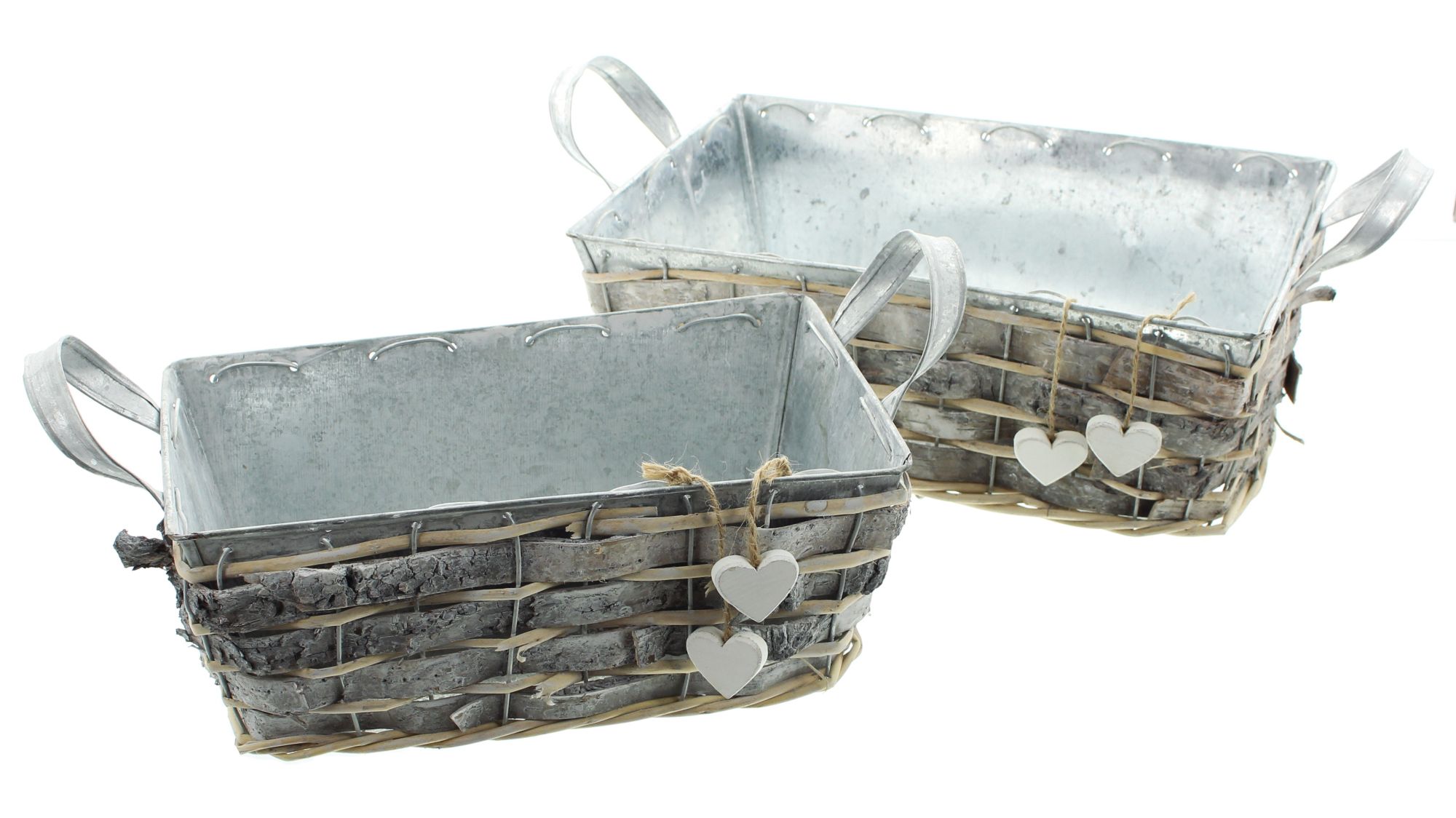 Acheter Lot de 2 jardinières "coeur blanc"  dans la boutique en ligne de Frank Flechtwaren pour Automne