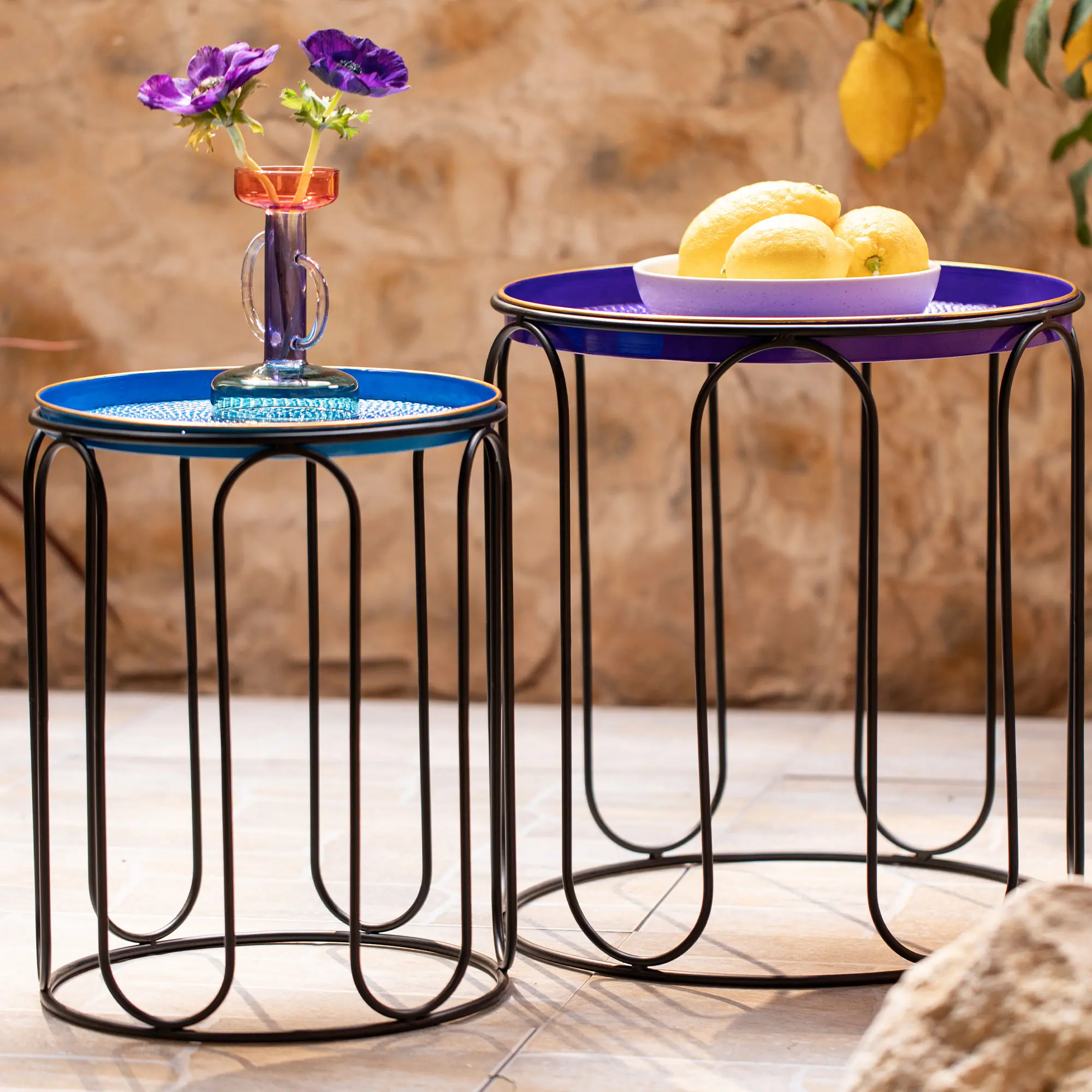 Acheter Lot de 2 tables d'appoint "Blue"  dans la boutique en ligne de Frank Flechtwaren pour Tables