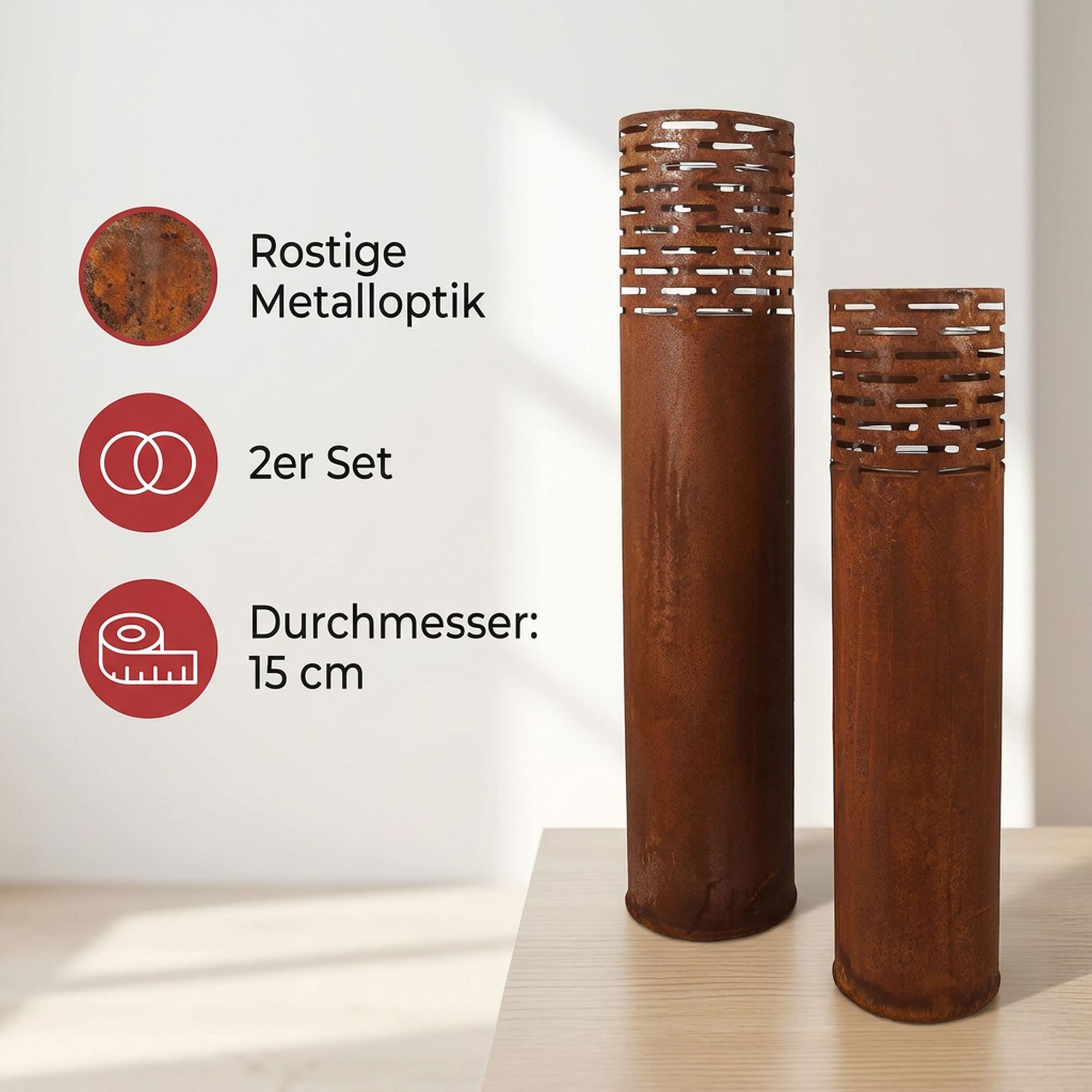 Acheter Lot de 2 lumigons "colonne"  dans la boutique en ligne de Frank Flechtwaren pour Lanternes &amp; Co.