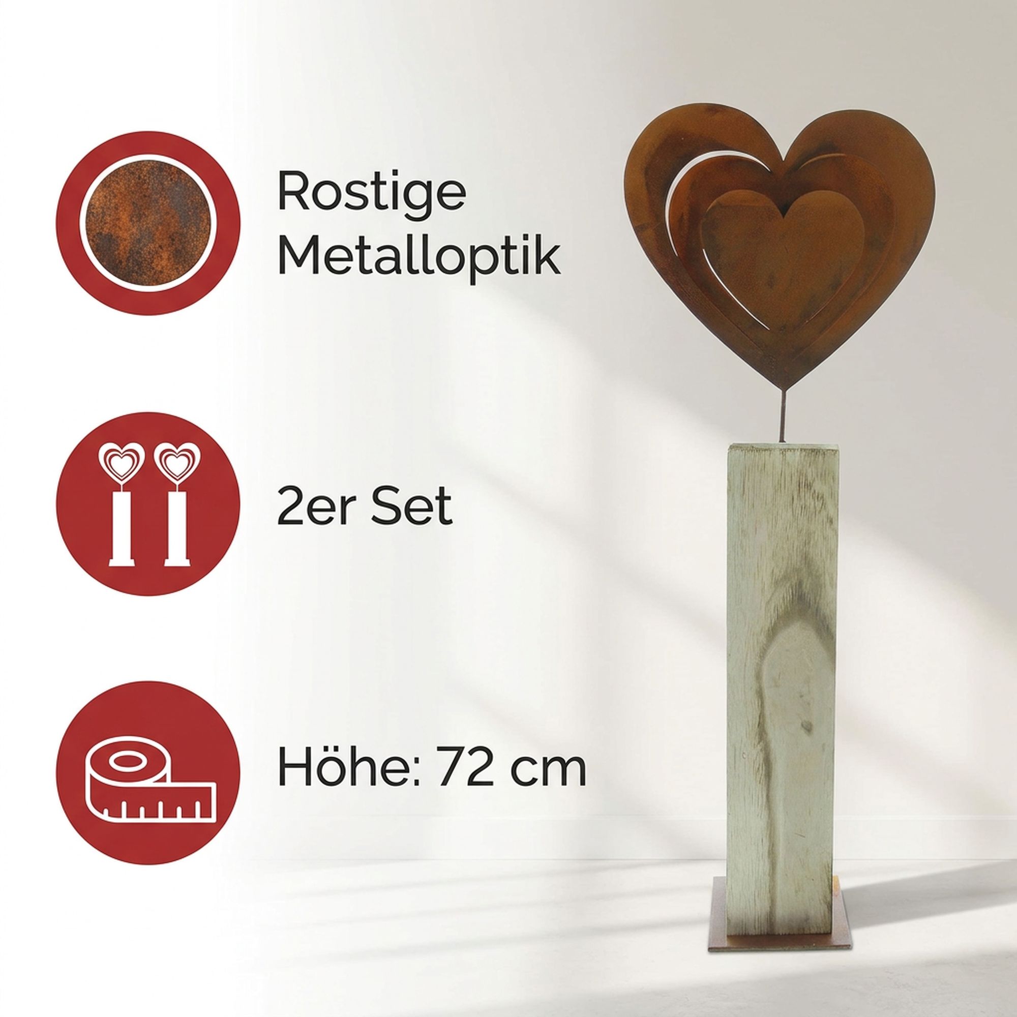 Acheter Colonne en bois "coeur rouillé"  dans la boutique en ligne de Frank Flechtwaren pour Coup de coeur