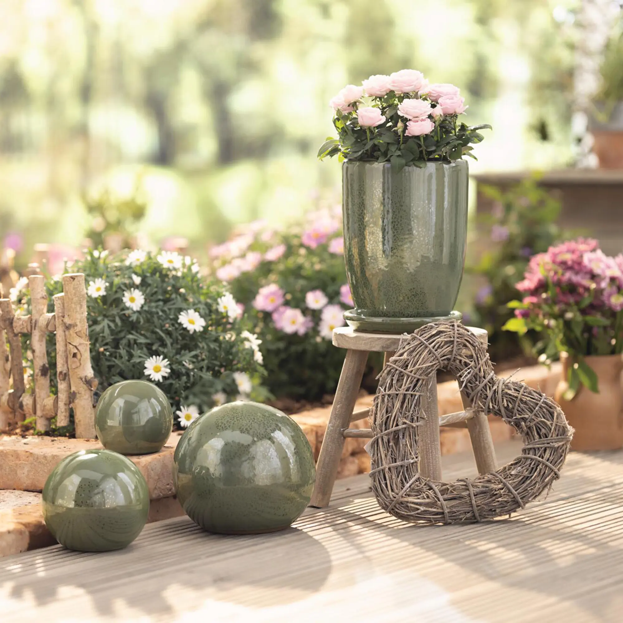 Acheter Pot de fleurs "Jardin d'oliviers"avec soucoupe, 2p  dans la boutique en ligne de Frank Flechtwaren pour Pots de fleurs