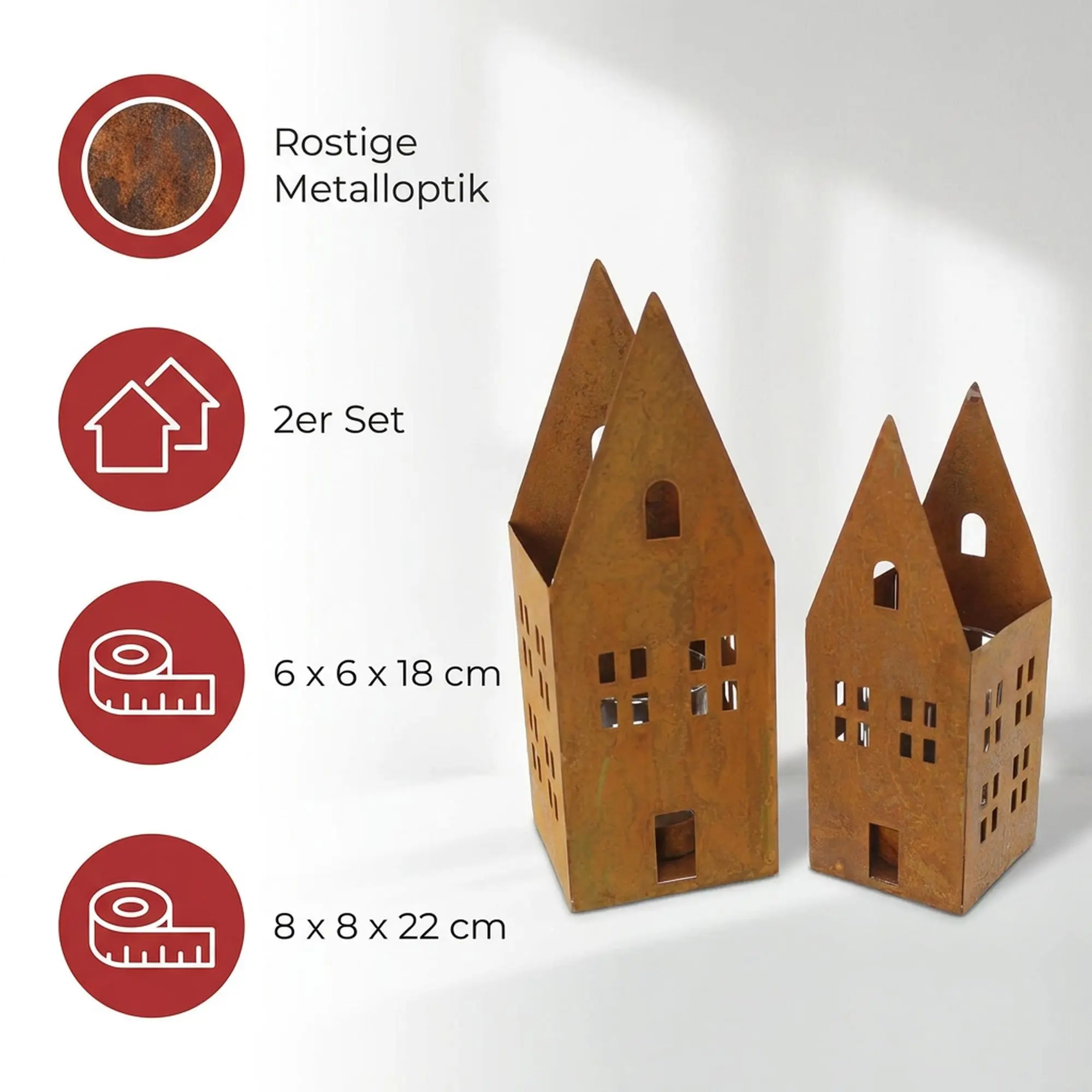 Acheter Lot de 2 lumignons "aspect rouille"  dans la boutique en ligne de Frank Flechtwaren pour Maisons décoratives