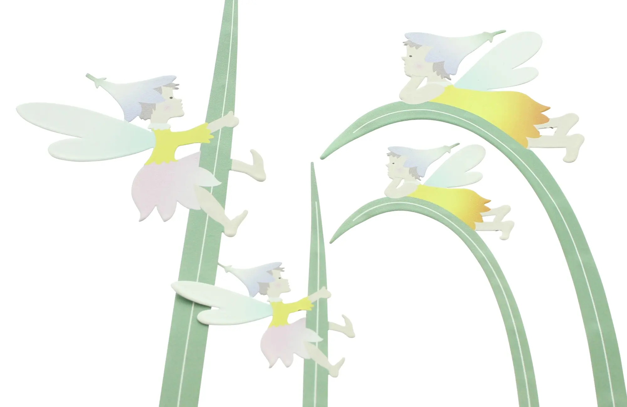 Acheter Lot de 4 pics fleurs "fée avec brin d'herbe "  dans la boutique en ligne de Frank Flechtwaren pour Tons pastel