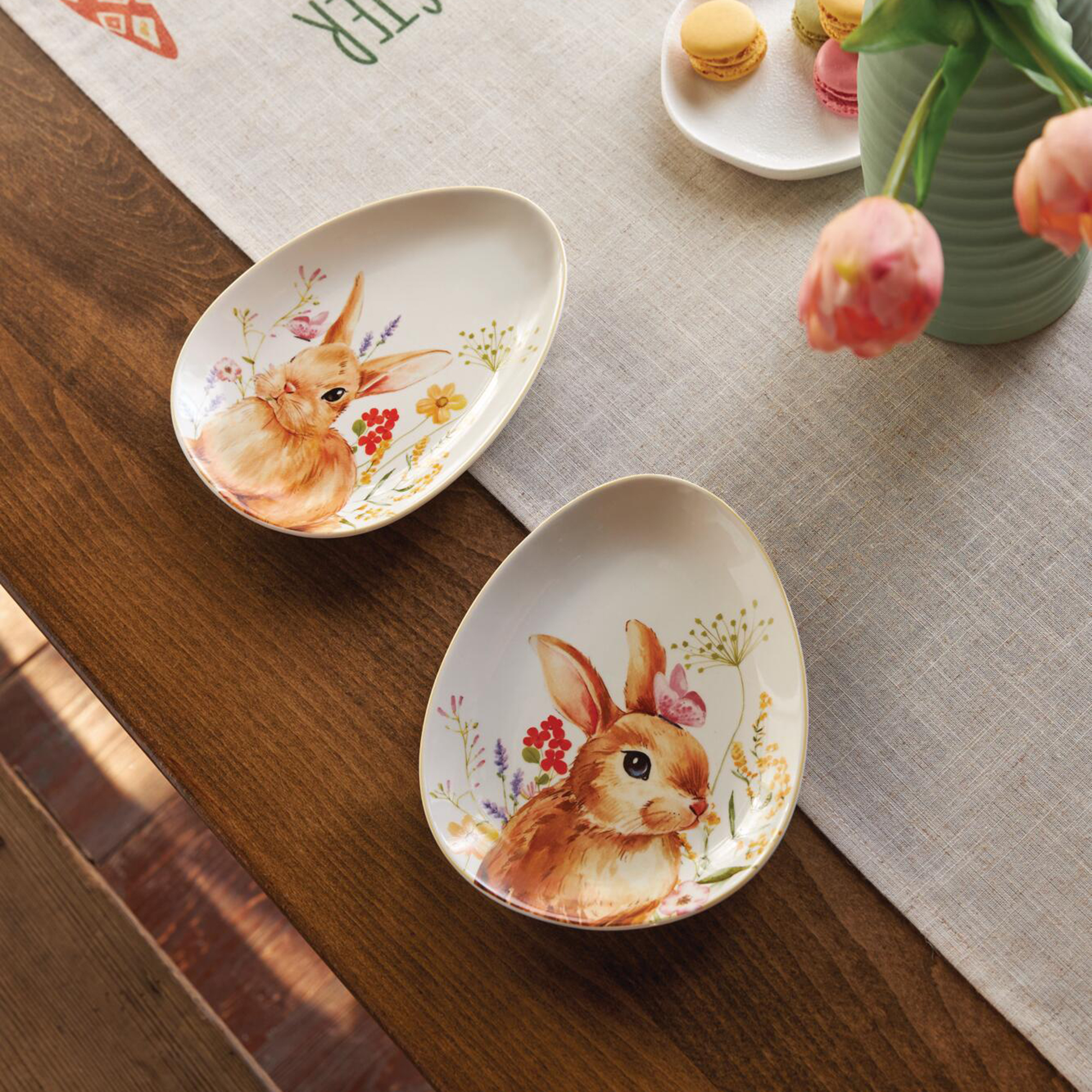 Acheter Lot de 2 assiettes de Pâques " Lapin fleuri"  dans la boutique en ligne de Frank Flechtwaren