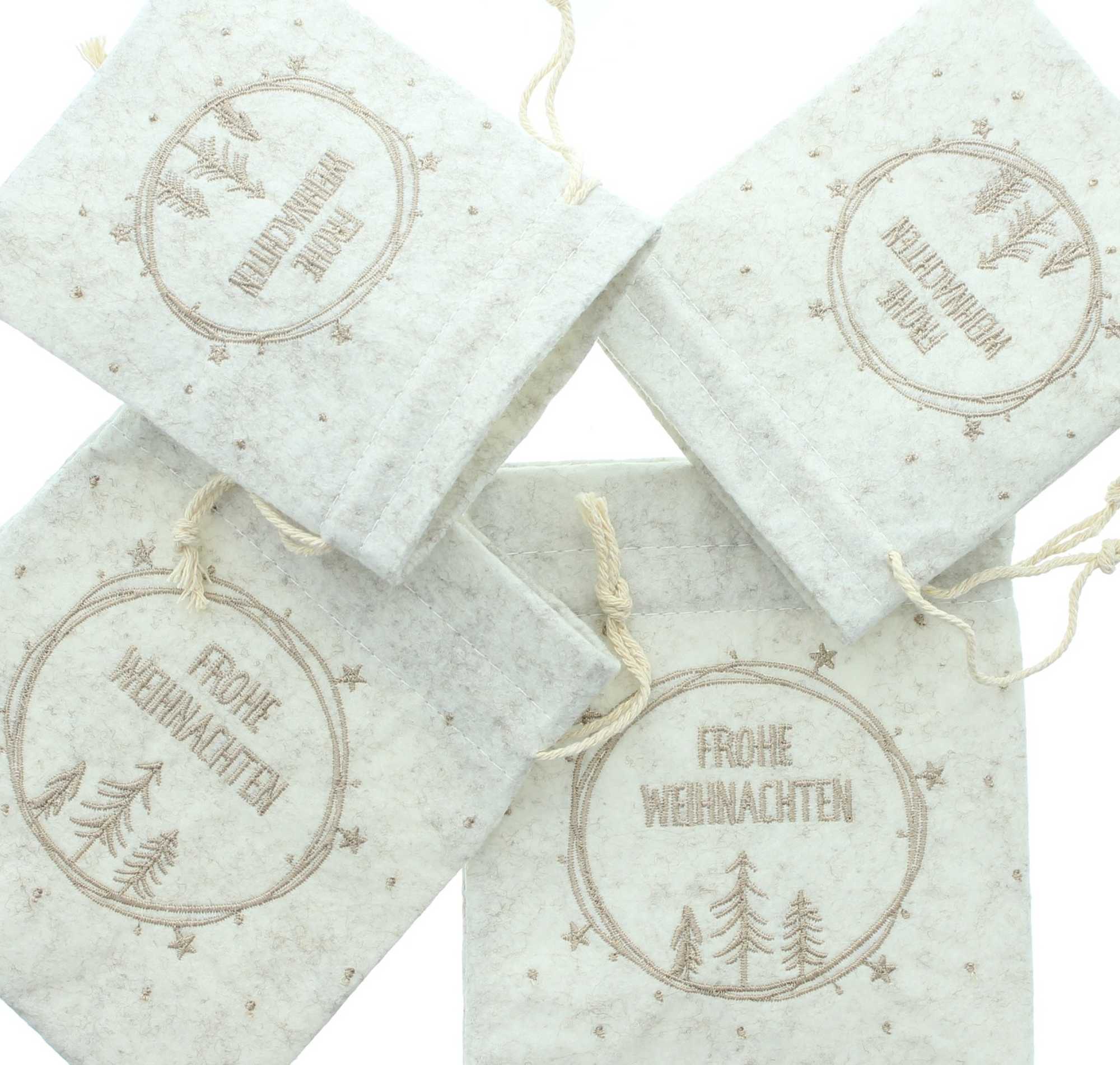 Acheter Lot de 4 sachets cadeaux "Frohe Weihnachten"  dans la boutique en ligne de Frank Flechtwaren pour Noël