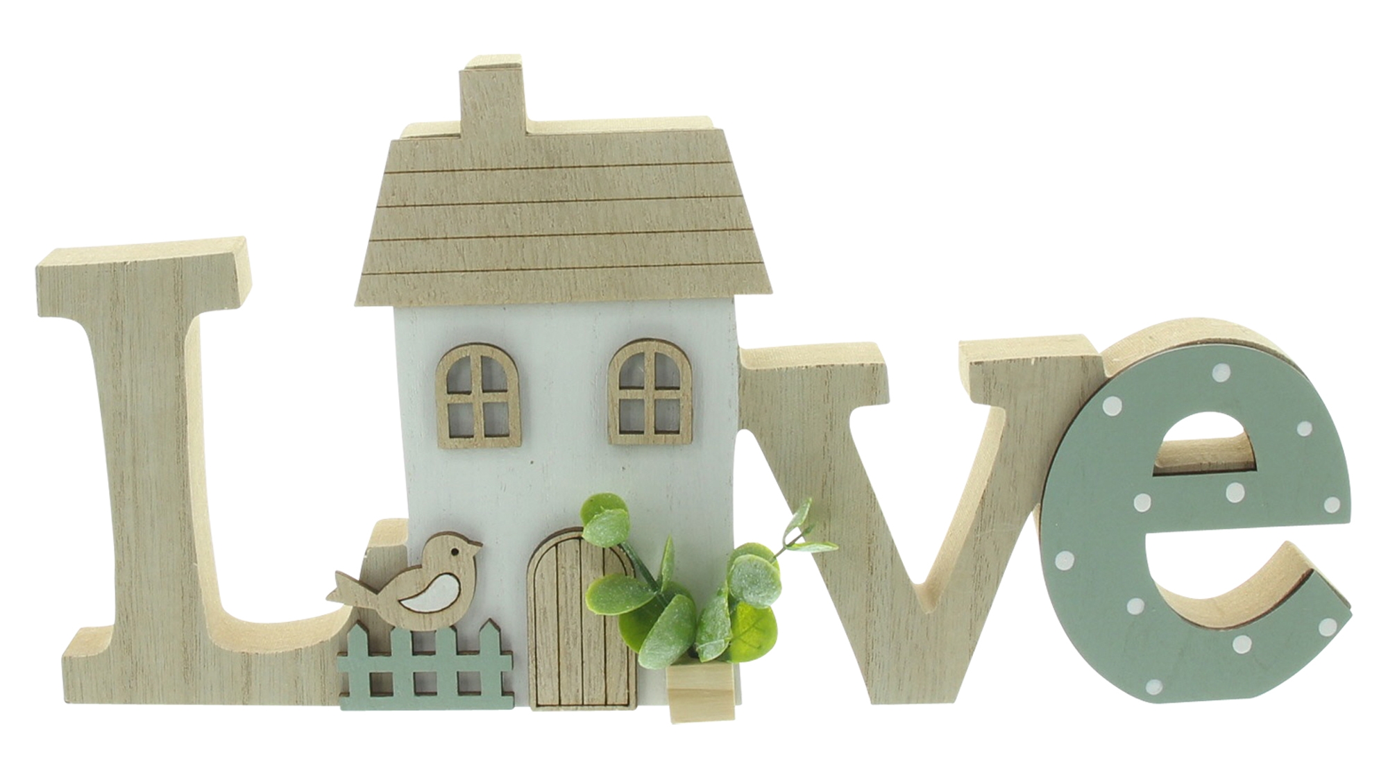 Acheter Lettrage "Love avec maisonnette"  dans la boutique en ligne de Frank Flechtwaren pour Maison, Maisonette &amp; co.