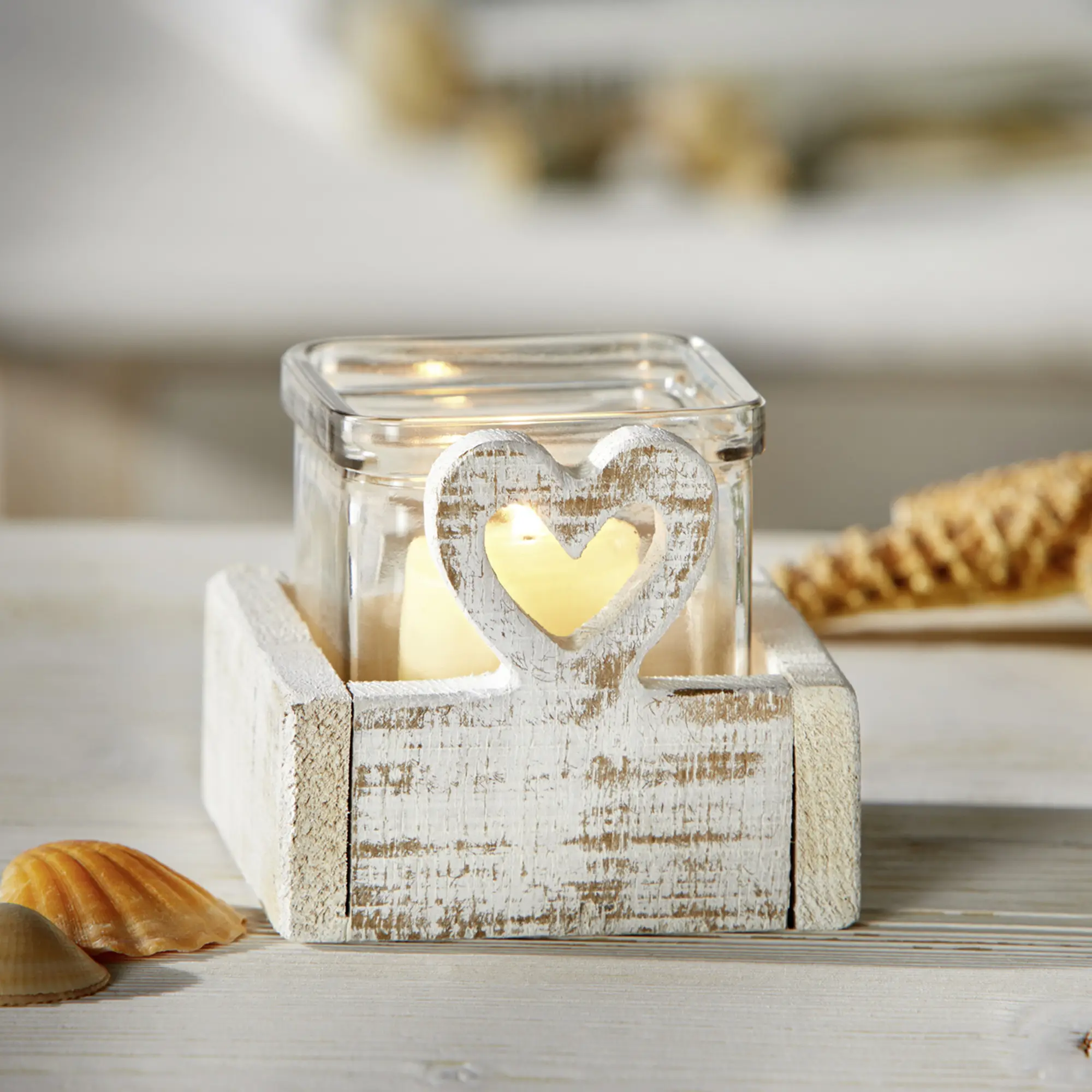 Acheter Photophore "cœur blanc"  dans la boutique en ligne de Frank Flechtwaren