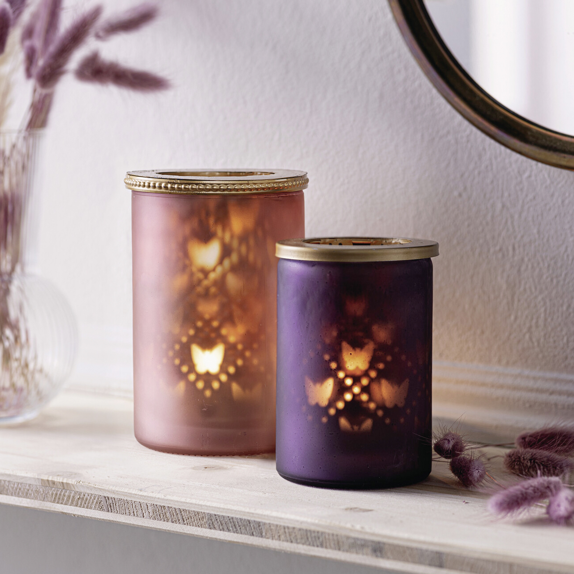 Acheter Lot de 2 photophores "papillon"  dans la boutique en ligne de Frank Flechtwaren