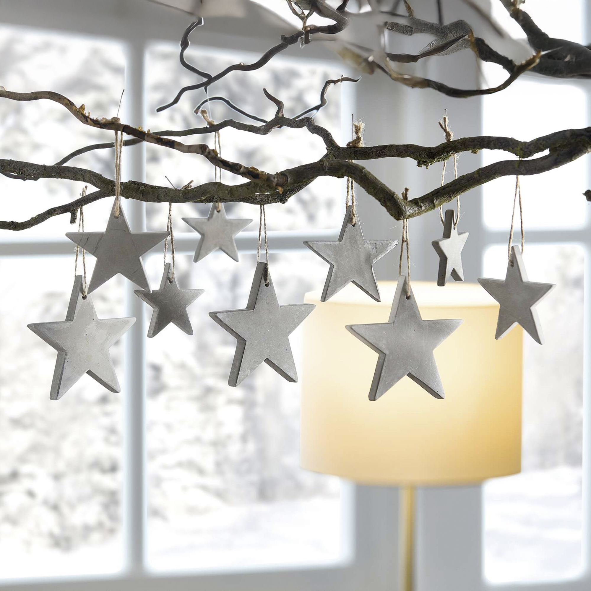 Acheter Lot de 9 suspensions étoiles "Grey"  dans la boutique en ligne de Frank Flechtwaren