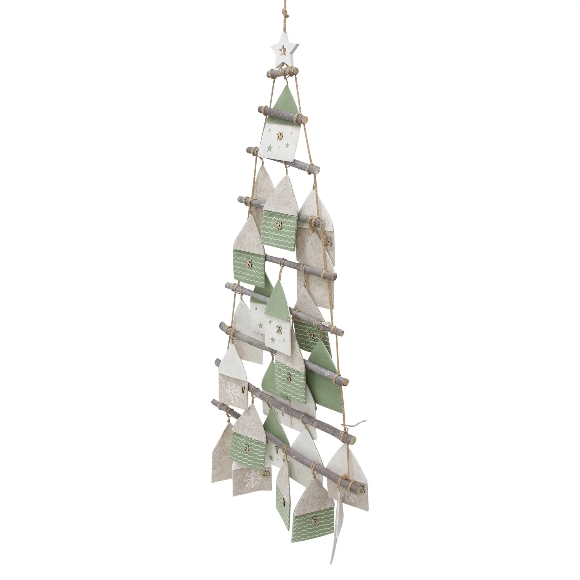 Acheter Calendrier de l'Avent « Maisonnettes », 25 pièces dans la boutique en ligne de Frank Flechtwaren pour Look de fête : menthe &amp; blanc