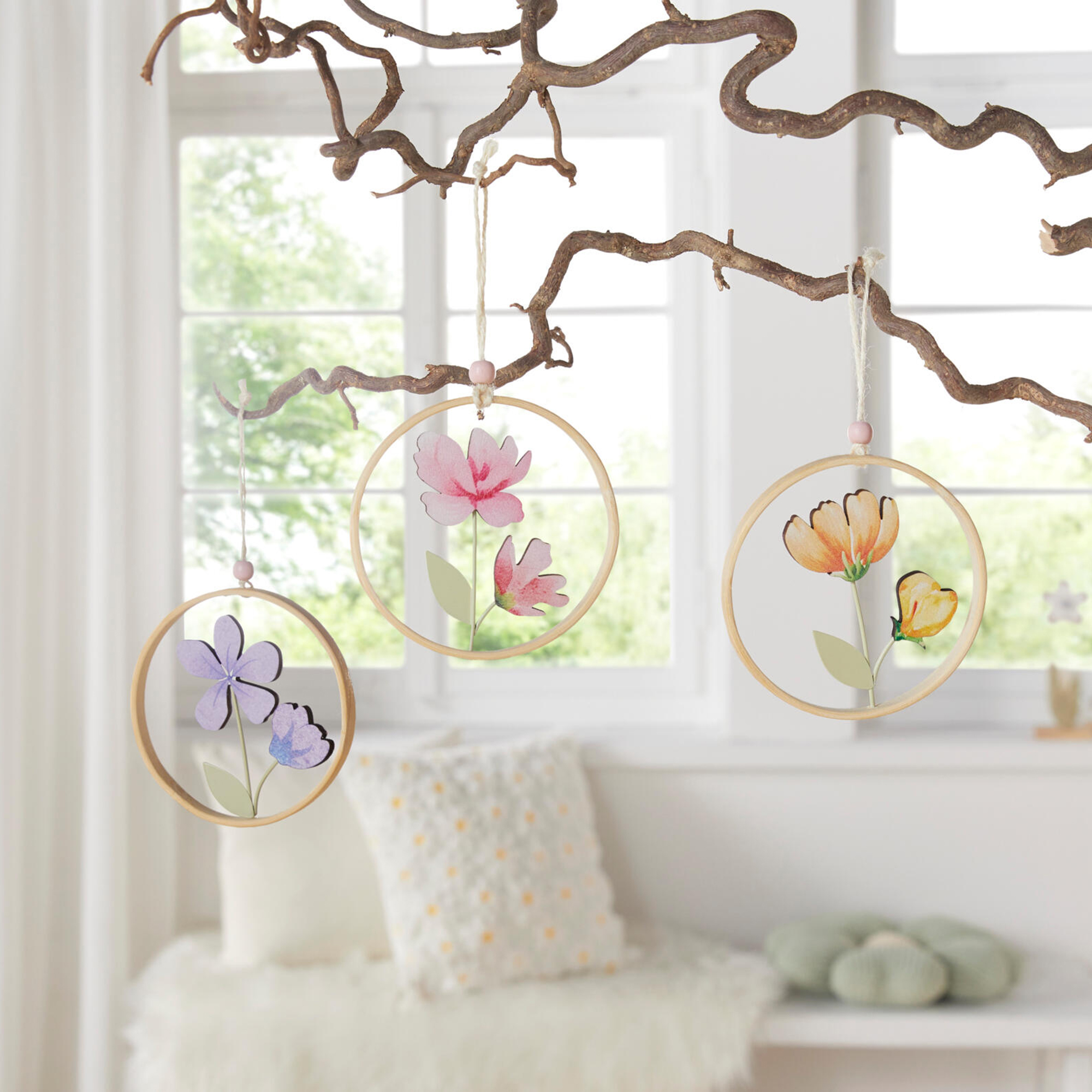 Acheter Lot de 3 suspensions "fleurs de printemps"  dans la boutique en ligne de Frank Flechtwaren