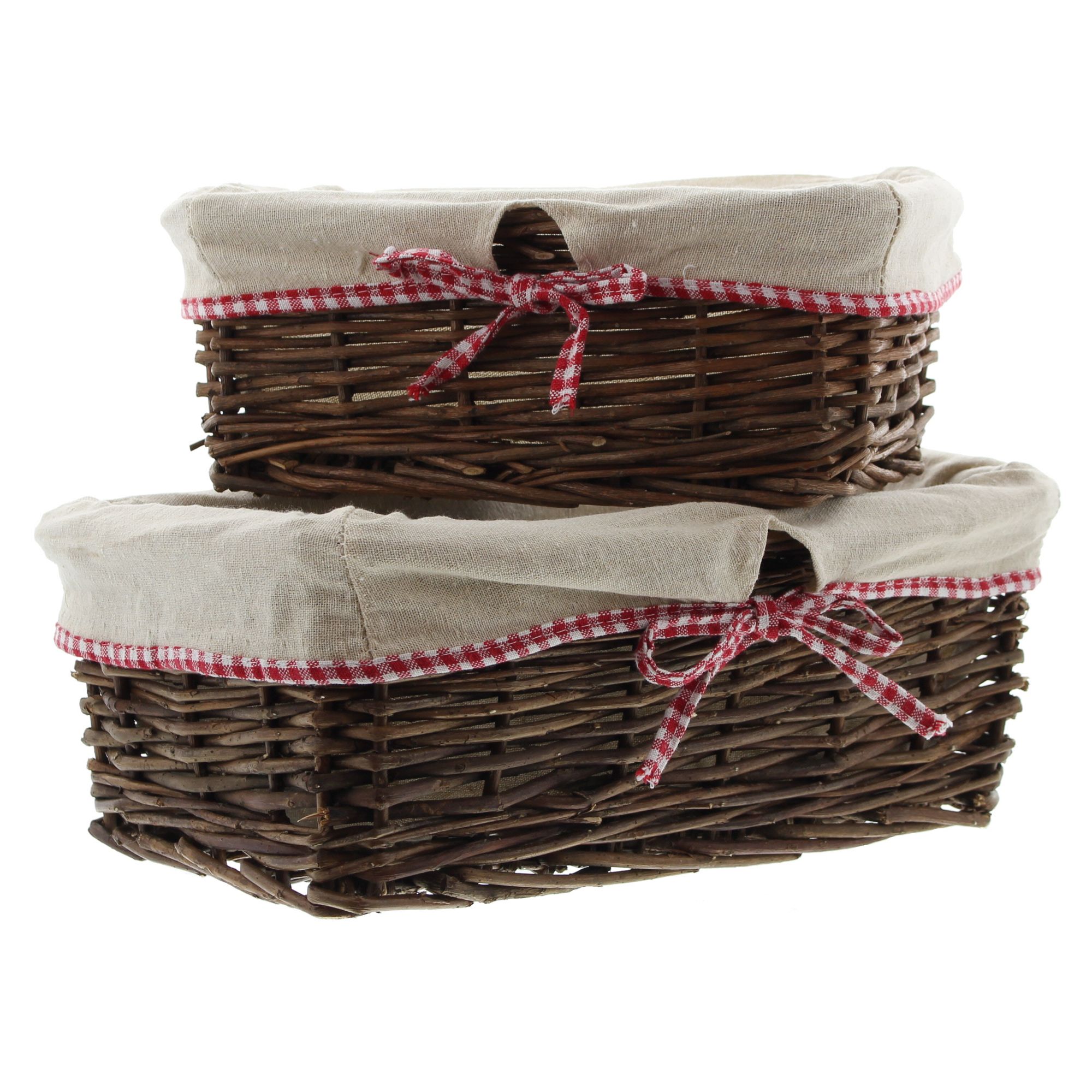 Acheter Lot de 2 paniers "ruban quadrillé"  dans la boutique en ligne de Frank Flechtwaren pour Automne