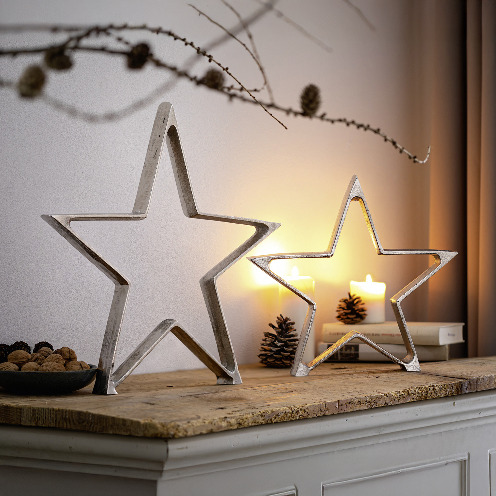 Acheter Lot de 2 étoiles "argentées"  dans la boutique en ligne de Frank Flechtwaren pour Étoiles