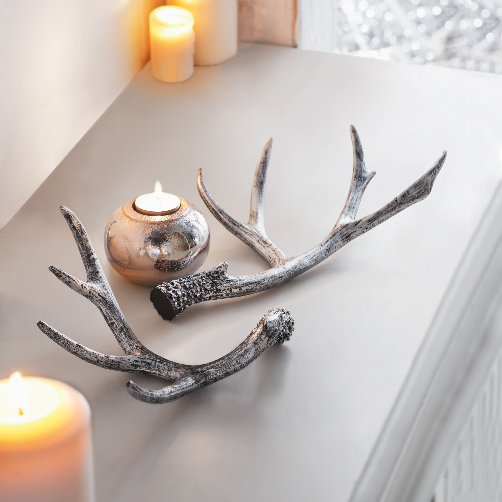 Acheter Lot de 2 bois de cerf "argenté"  dans la boutique en ligne de Frank Flechtwaren