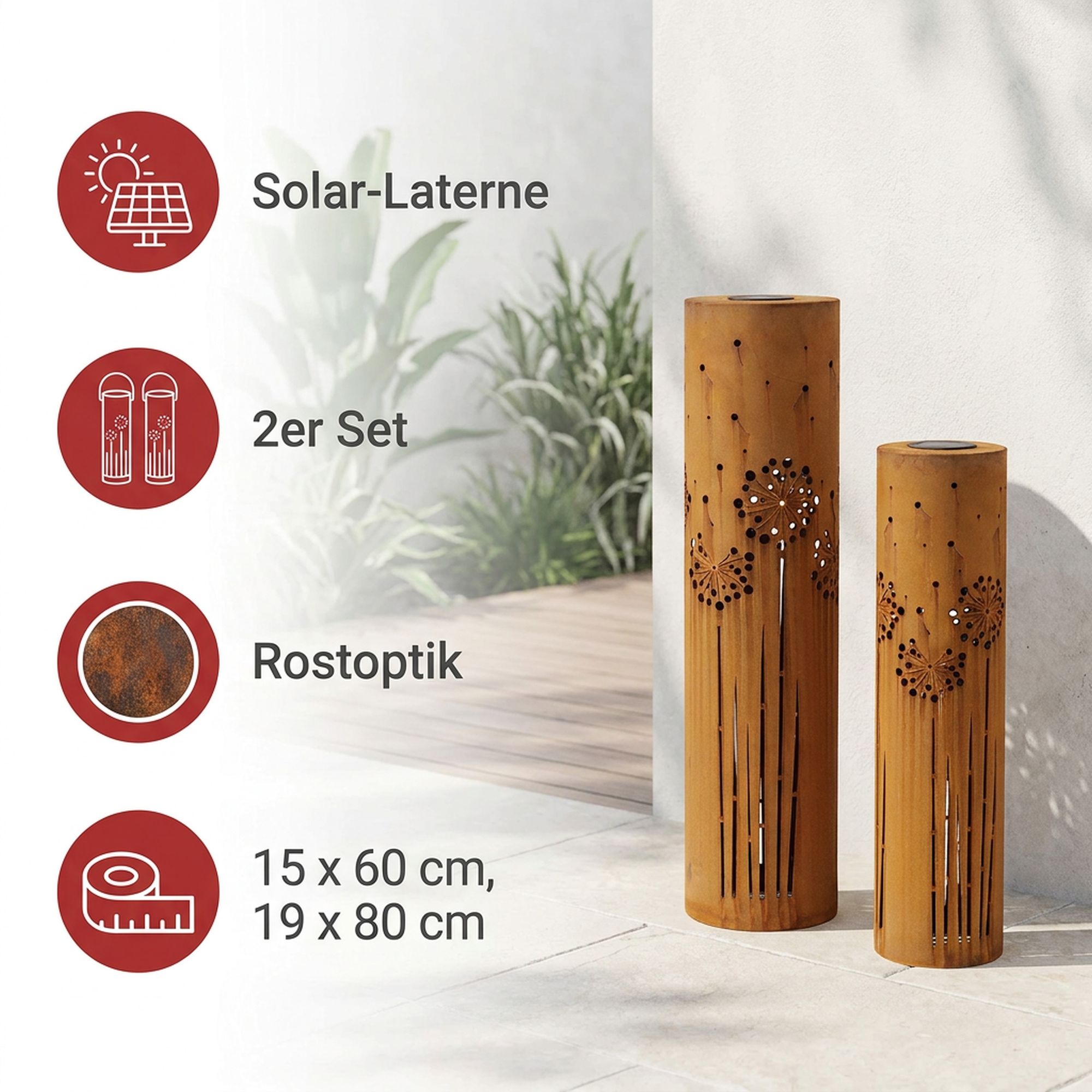 Acheter Lot de 2 colonnes LED solaires "pissenlit"  dans la boutique en ligne de Frank Flechtwaren pour Jardin de Pâques coloré