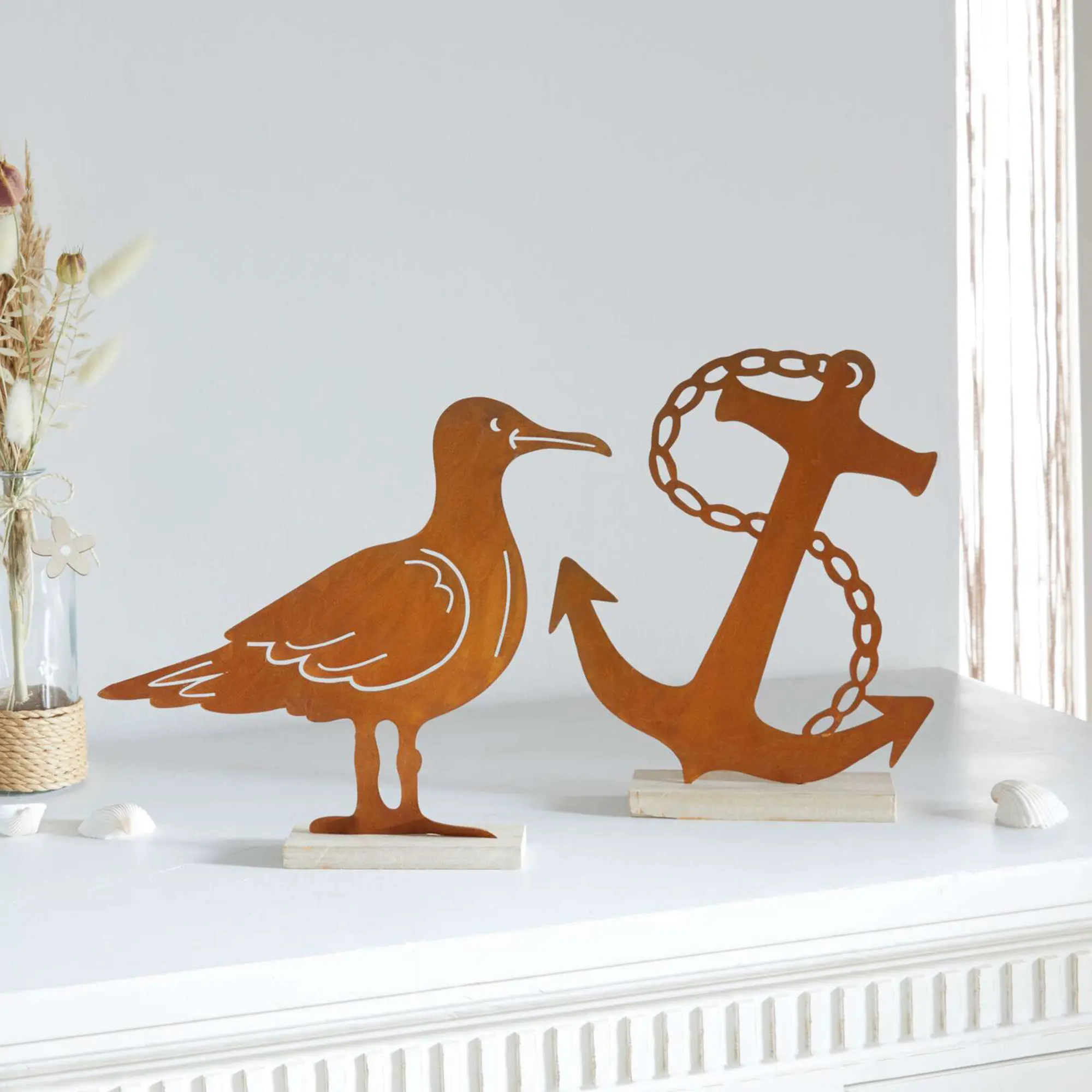 Acheter Décoration rouille "ancre &amp; mouette", 2pcs.  dans la boutique en ligne de Frank Flechtwaren pour Figurines décoratives