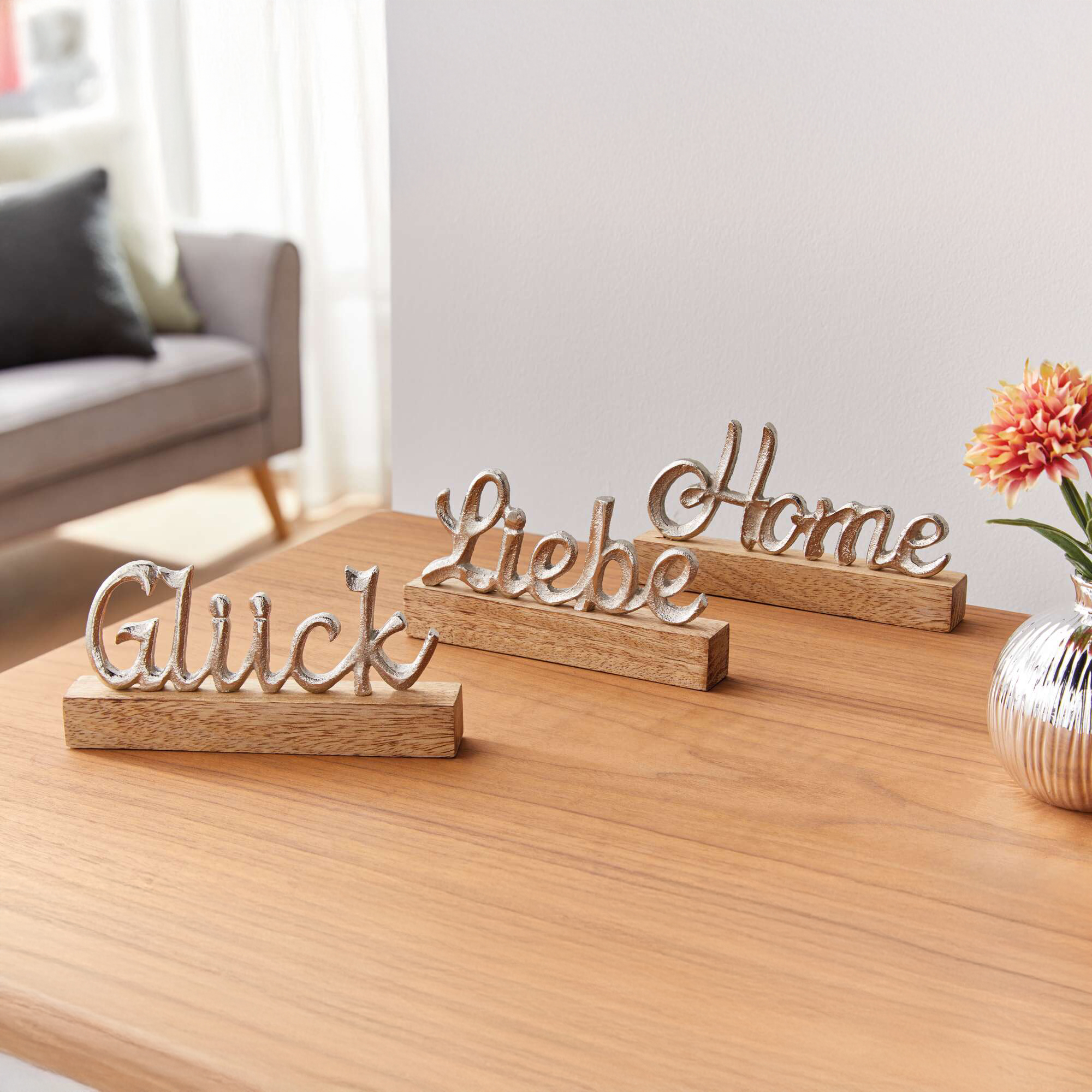 Acheter Lot de 3 lettrages "Liebe, Home &amp; Glück"  dans la boutique en ligne de Frank Flechtwaren