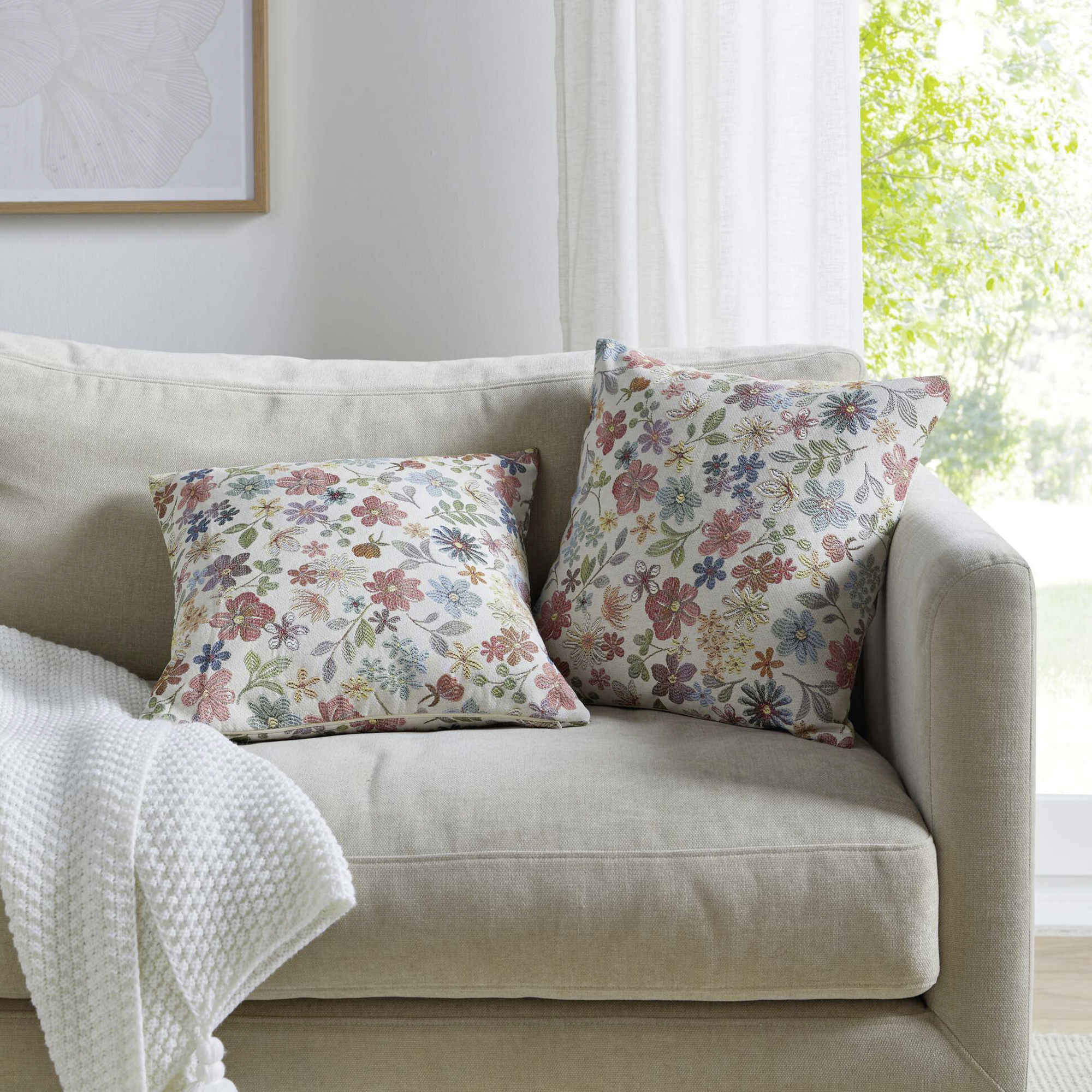 Acheter Housse de coussin "Jacquard-Flowers"  dans la boutique en ligne de Frank Flechtwaren