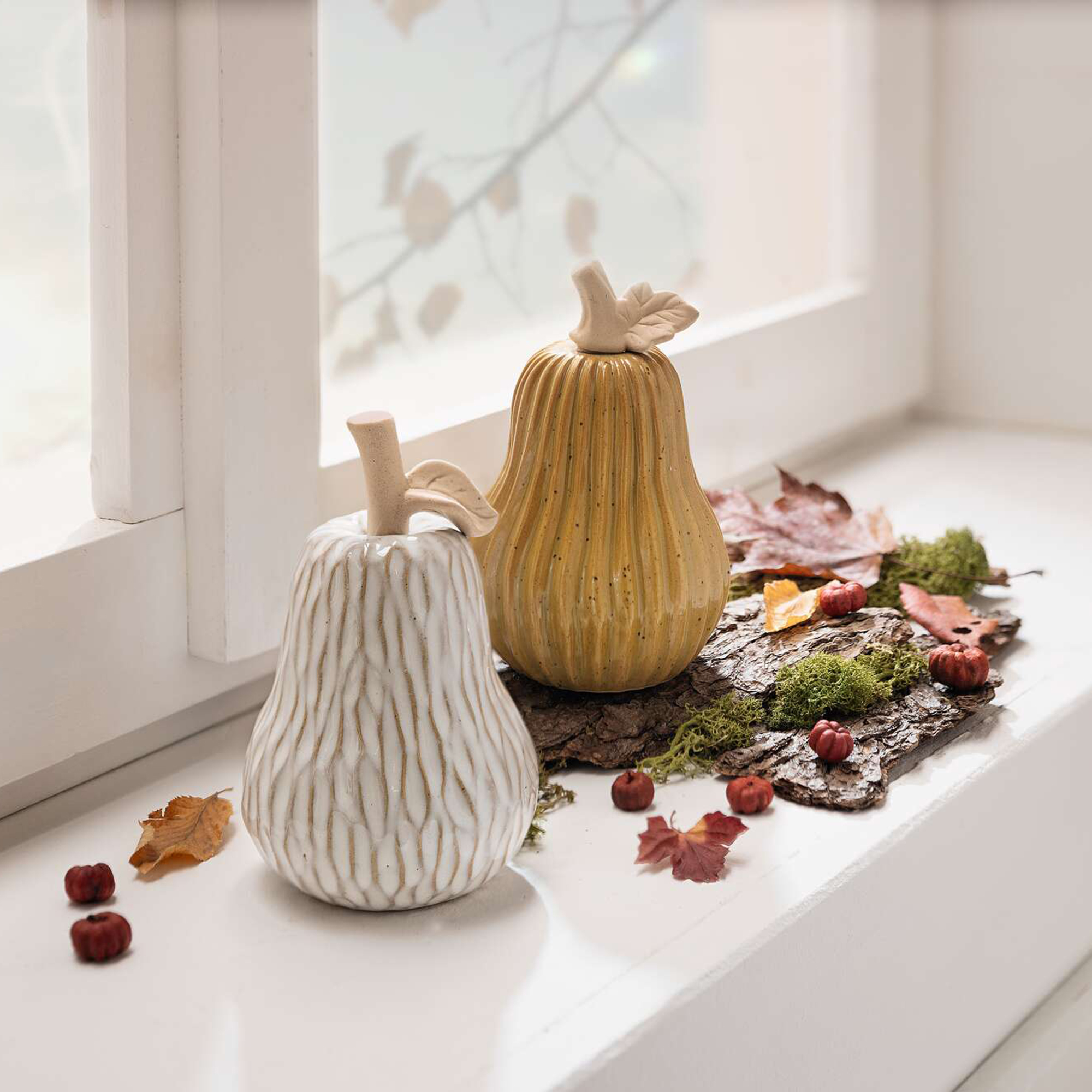 Acheter Lot de 2 citrouilles décoratives "structure"  dans la boutique en ligne de Frank Flechtwaren