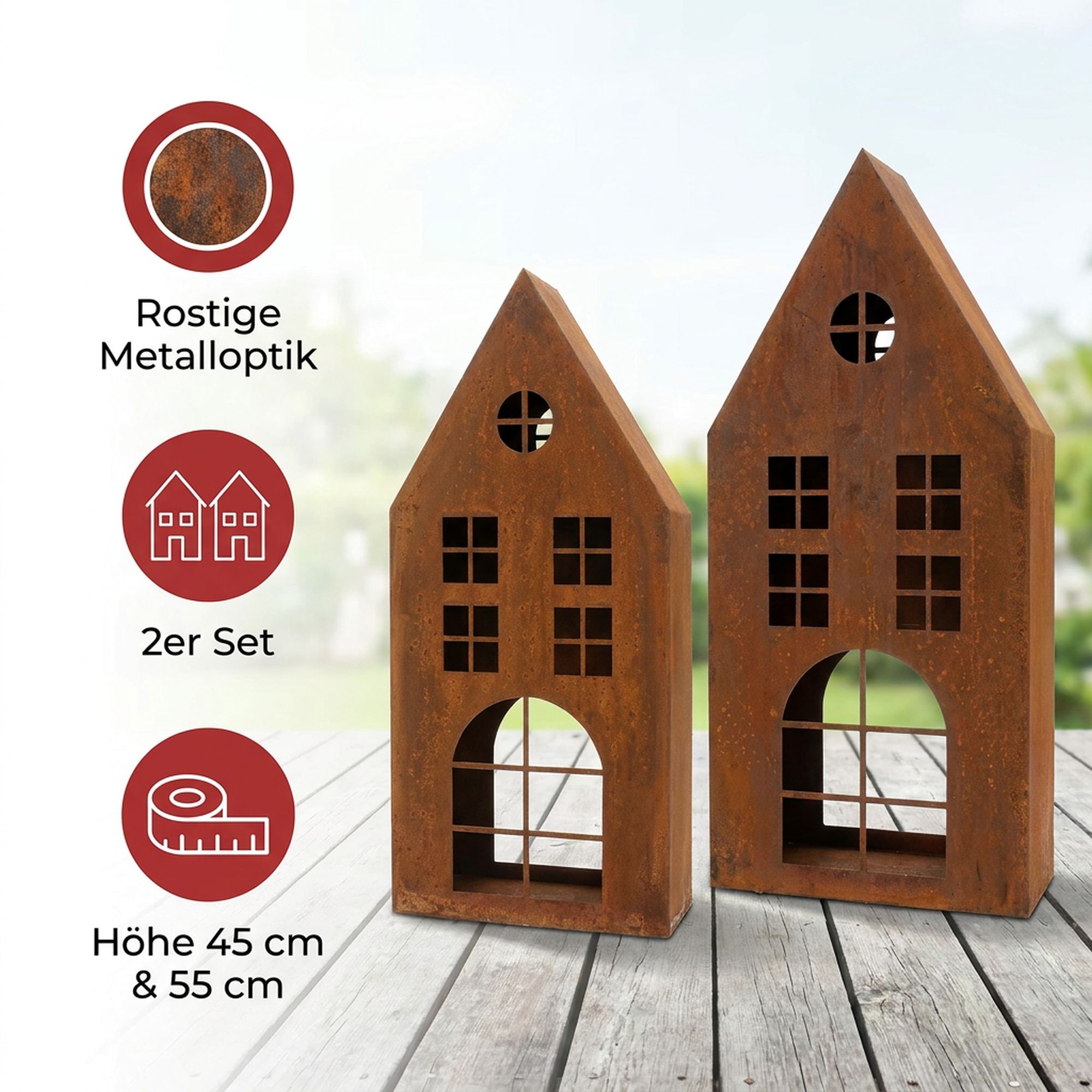 Acheter Lot de 2 maisons "rouille"  dans la boutique en ligne de Frank Flechtwaren pour Maisons décoratives