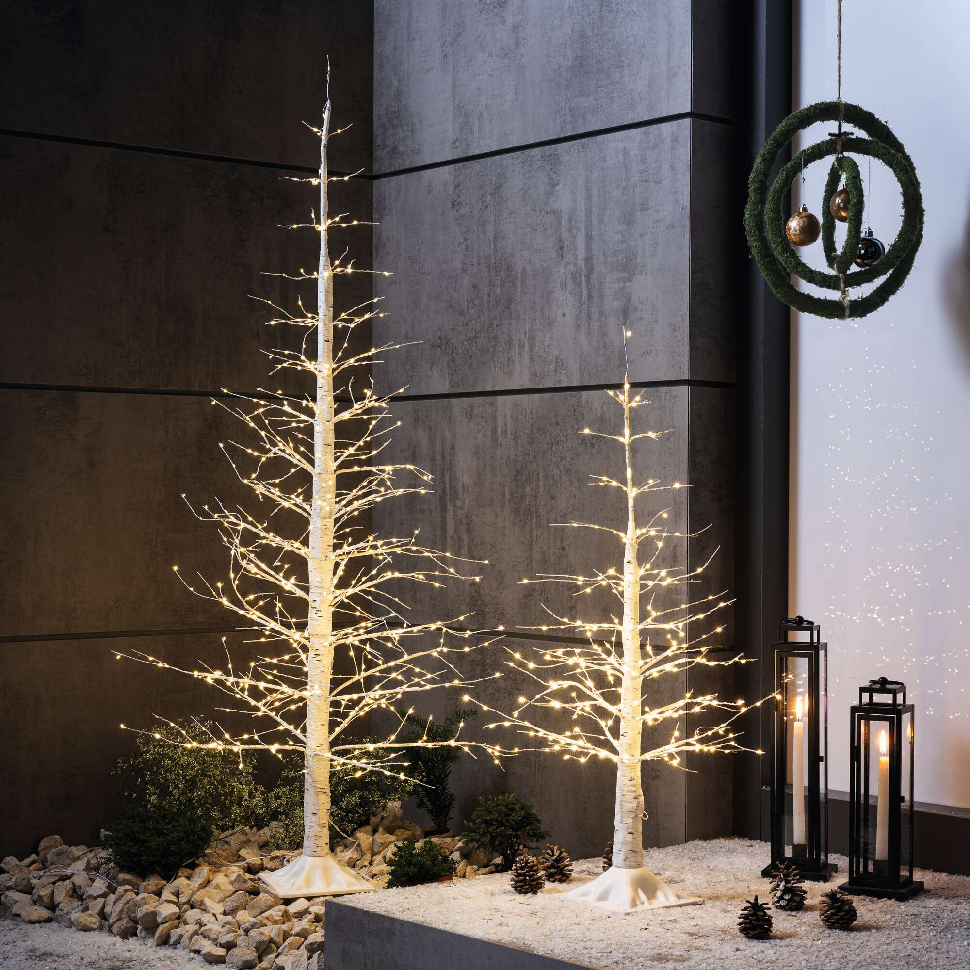Acheter Lot de 2 sapins LED "White Christmas"  dans la boutique en ligne de Frank Flechtwaren