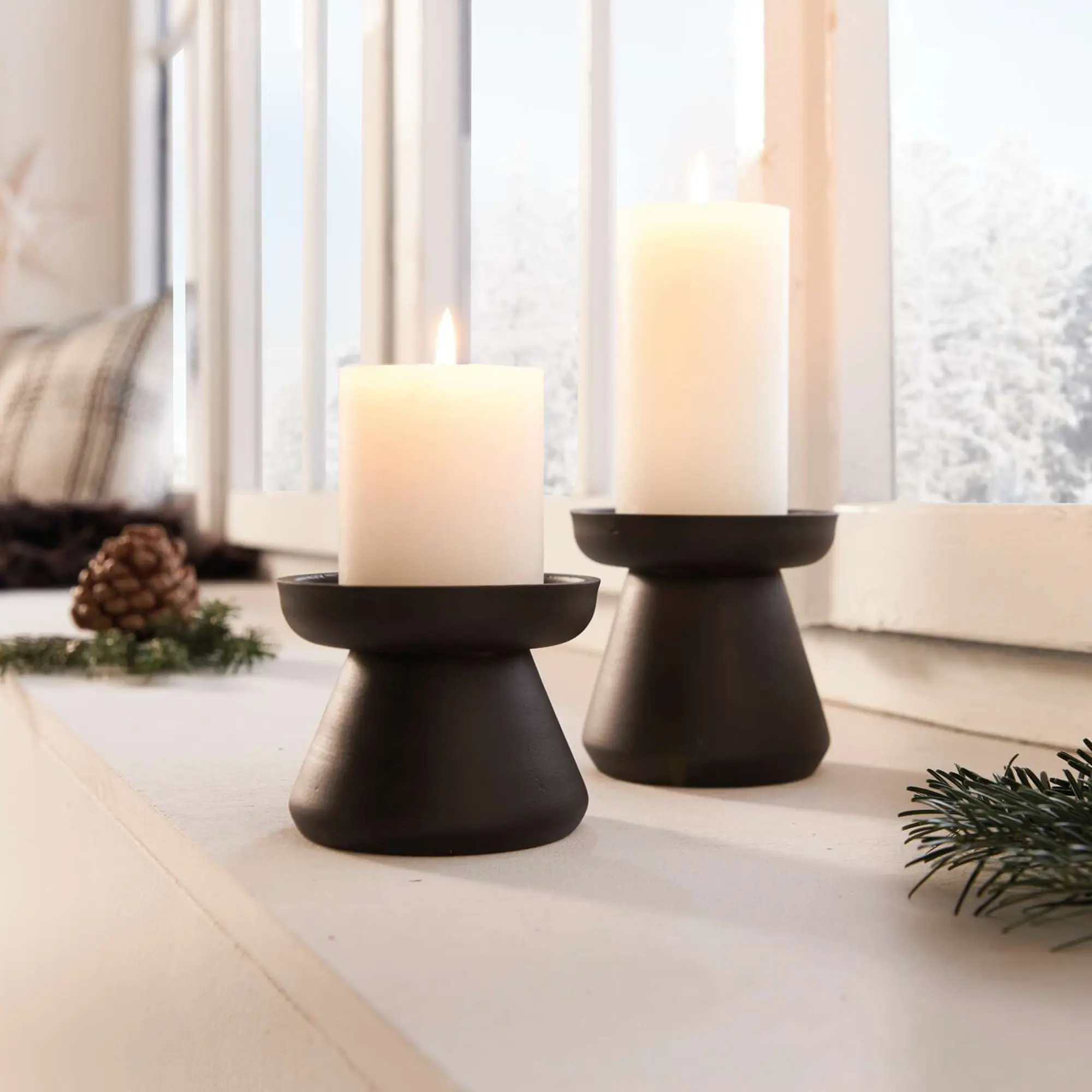 Acheter Lot de 2 bougeoirs "Black"  dans la boutique en ligne de Frank Flechtwaren