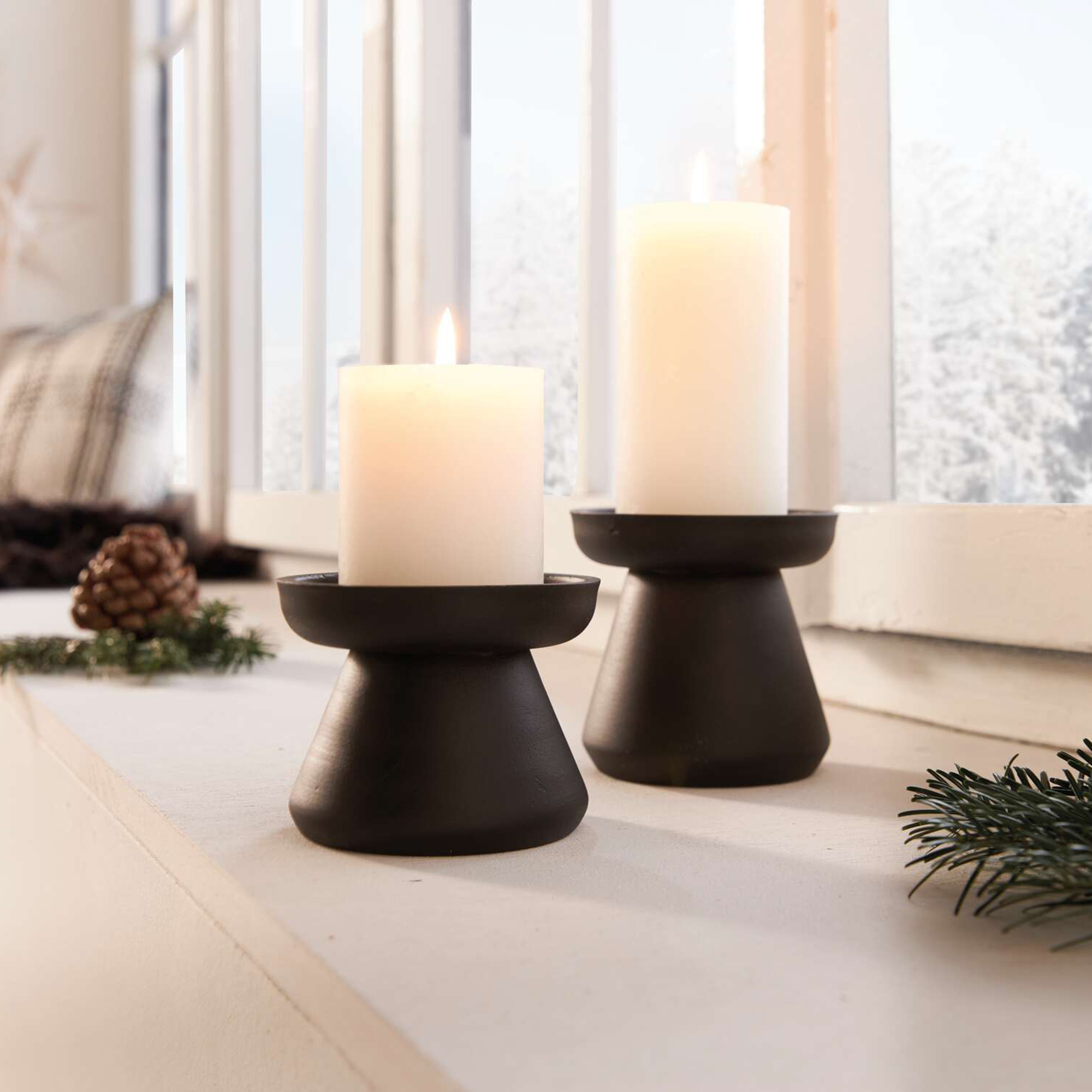 Acheter Lot de 2 bougeoirs "Black"  dans la boutique en ligne de Frank Flechtwaren