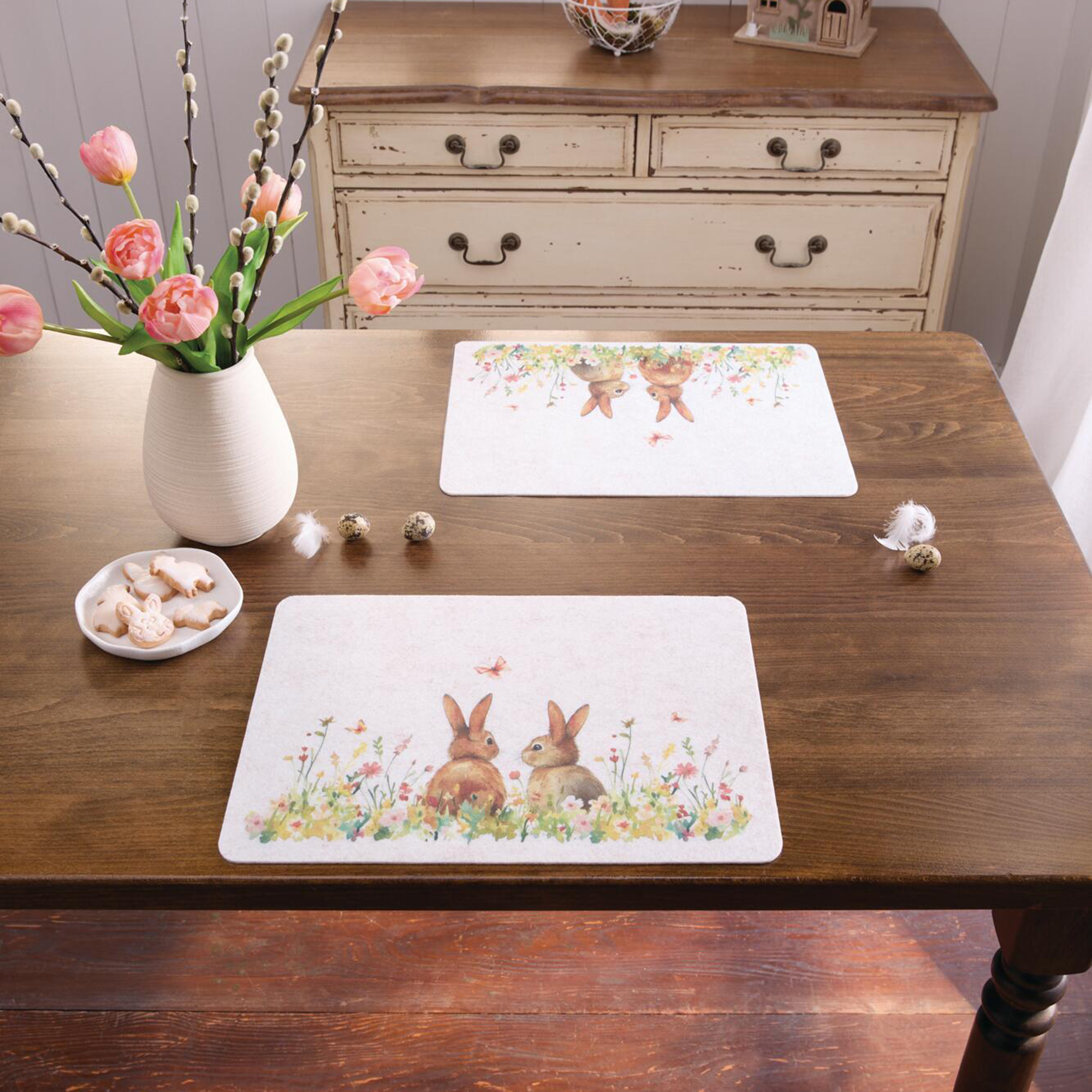 Acheter Lot de 2 sets de table " Lapin de Pâques"  dans la boutique en ligne de Frank Flechtwaren