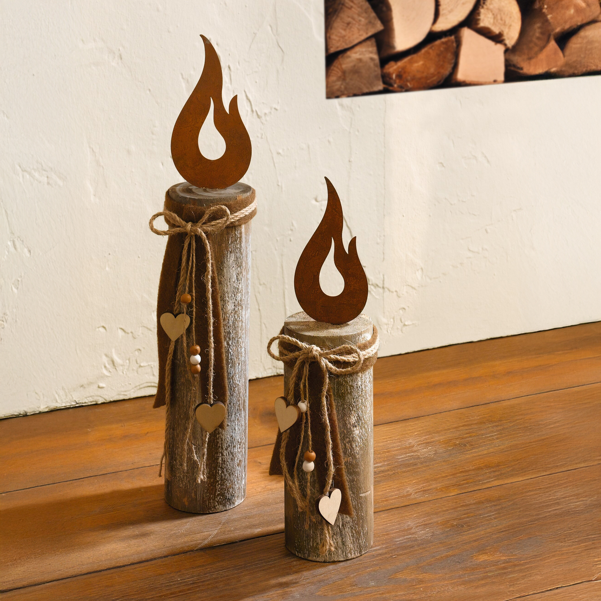 Acheter Lot de 2 colonnes "coeur enflammé"  dans la boutique en ligne de Frank Flechtwaren