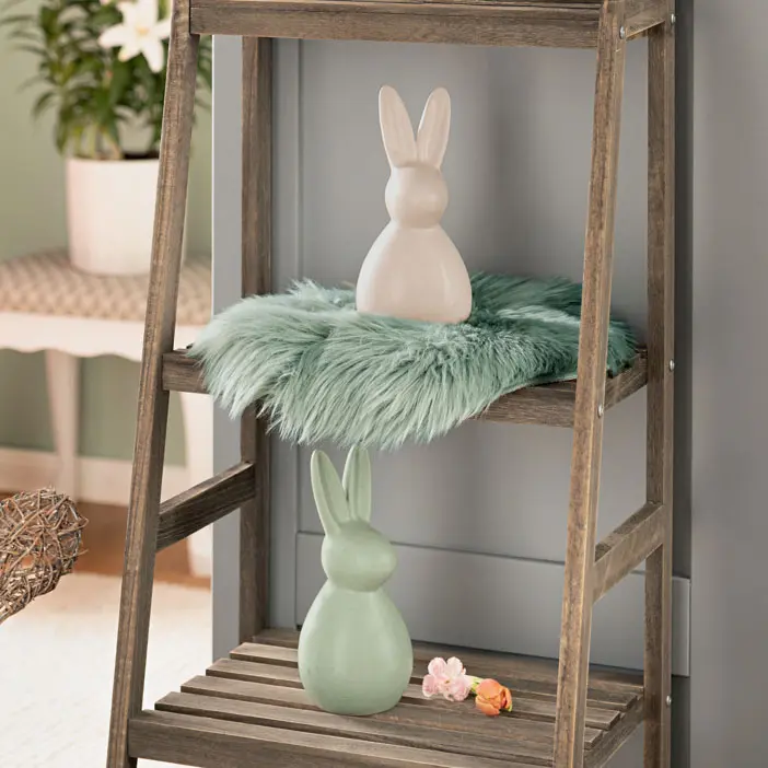 Acheter Fourrure décorative "Aqua"  dans la boutique en ligne de Frank Flechtwaren pour Look de fête : menthe &amp; blanc