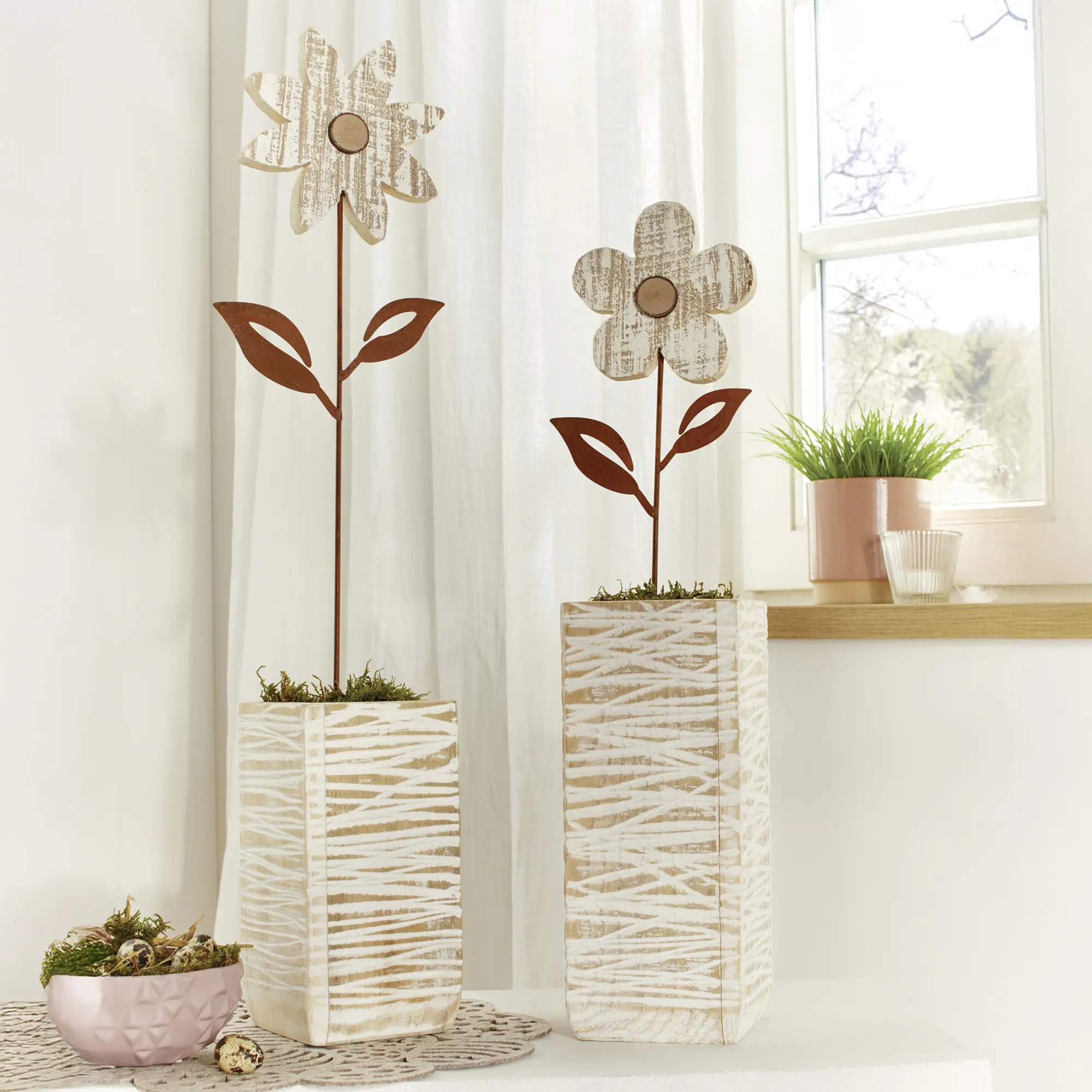 Acheter Lot de 2 vases décoratifs "White shabby"  dans la boutique en ligne de Frank Flechtwaren