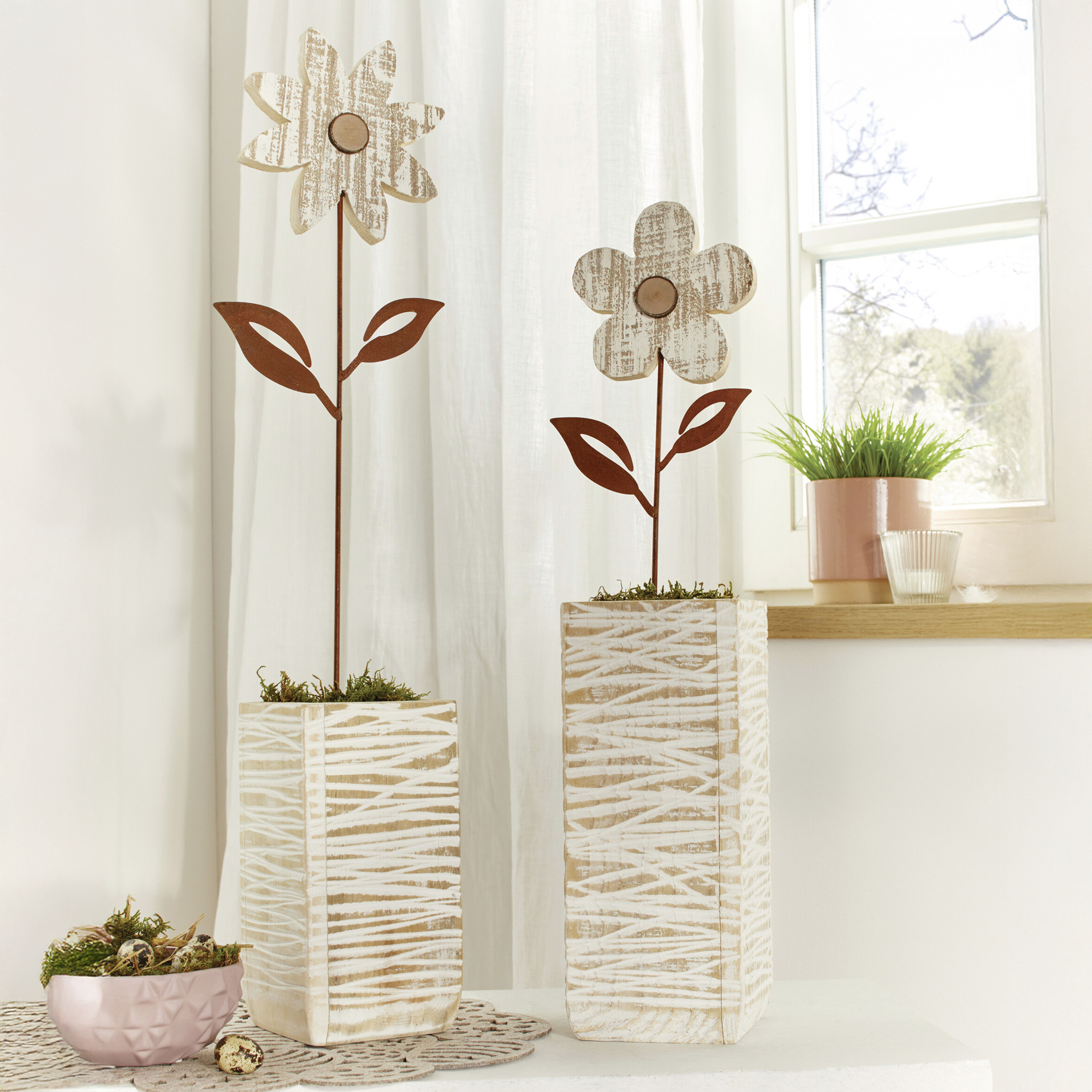 Acheter Lot de 2 vases décoratifs "White shabby"  dans la boutique en ligne de Frank Flechtwaren