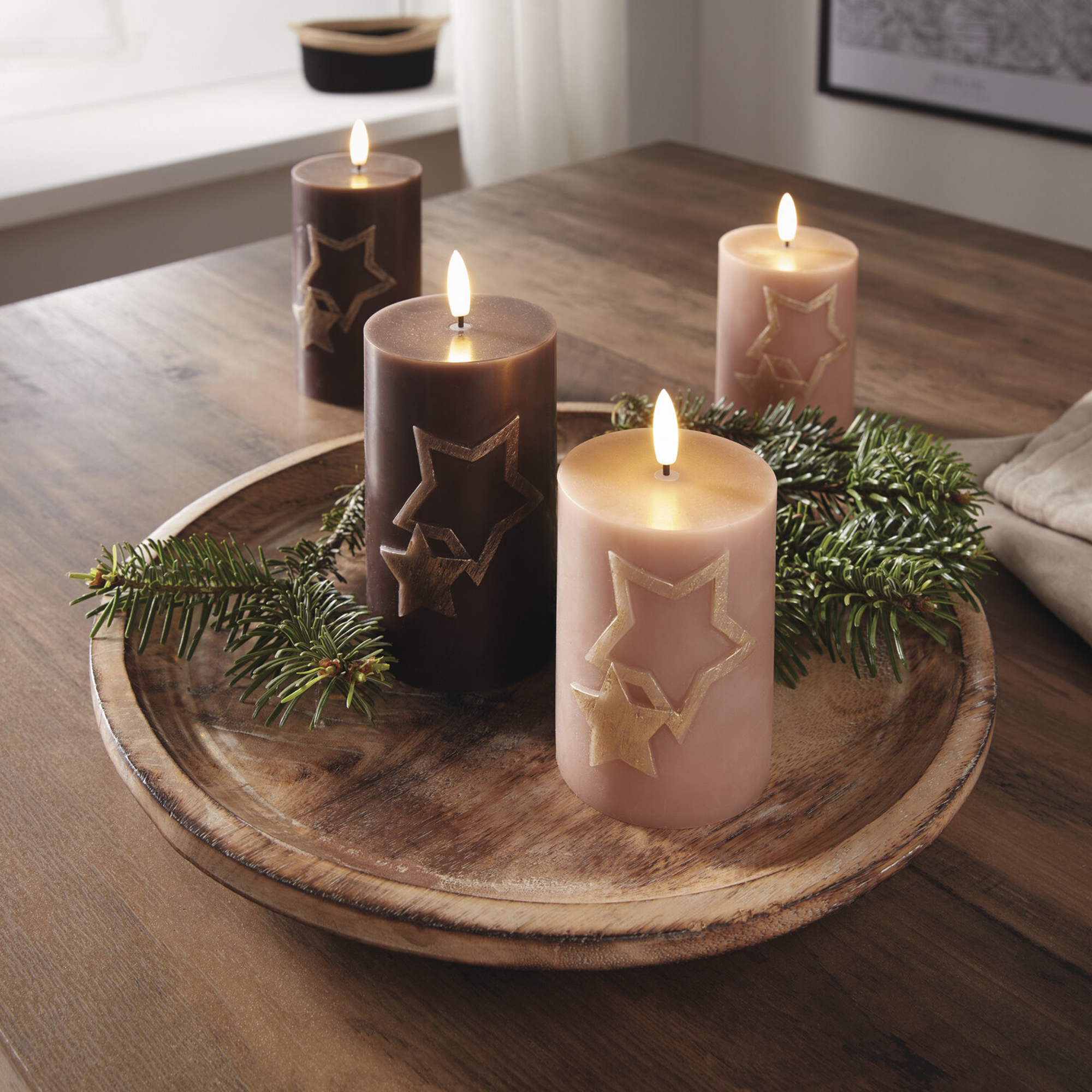 Acheter Lot de 2 bougies LED "étoiles", beige  dans la boutique en ligne de Frank Flechtwaren pour Bougies &amp; LEDs