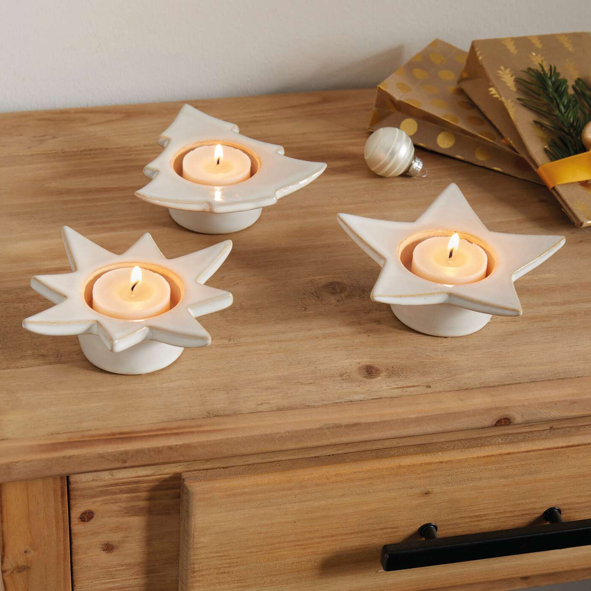 Acheter Lot de 3 bougeoirs "Christmas-Time"  dans la boutique en ligne de Frank Flechtwaren pour Noël
