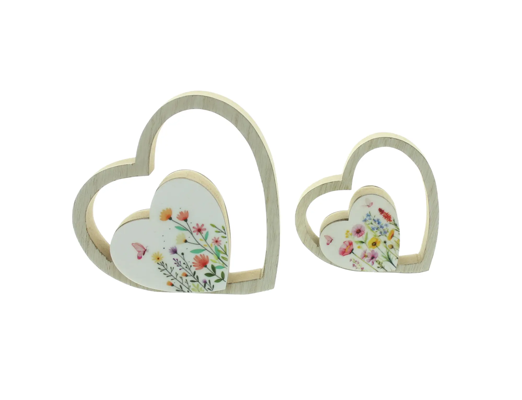 Acheter Lot de 2 coeurs "prairie fleurie"  dans la boutique en ligne de Frank Flechtwaren pour Coup de coeur