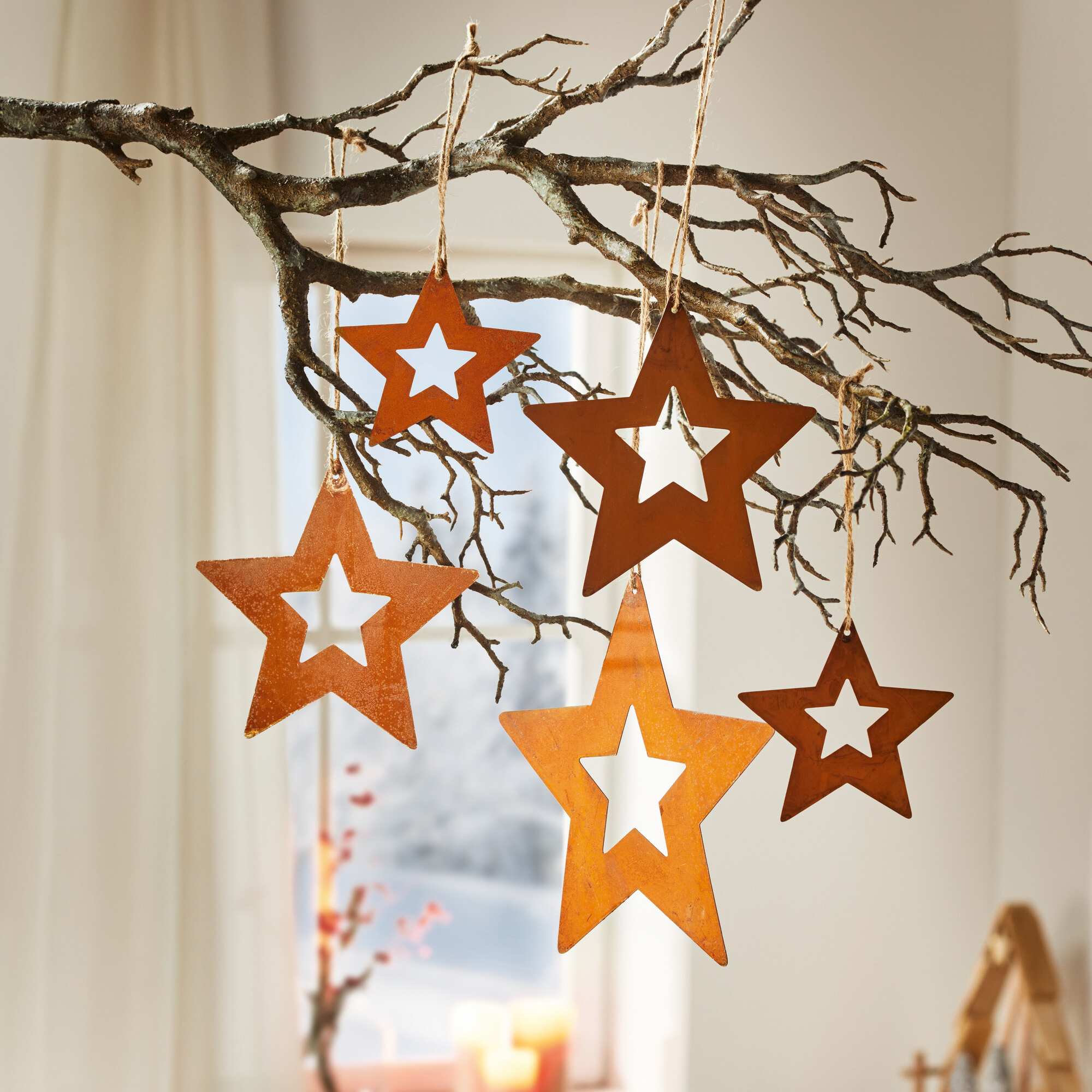 Acheter Lot de 5 suspensions en métal "étoile"  dans la boutique en ligne de Frank Flechtwaren pour Décorations pour sapins de Noël