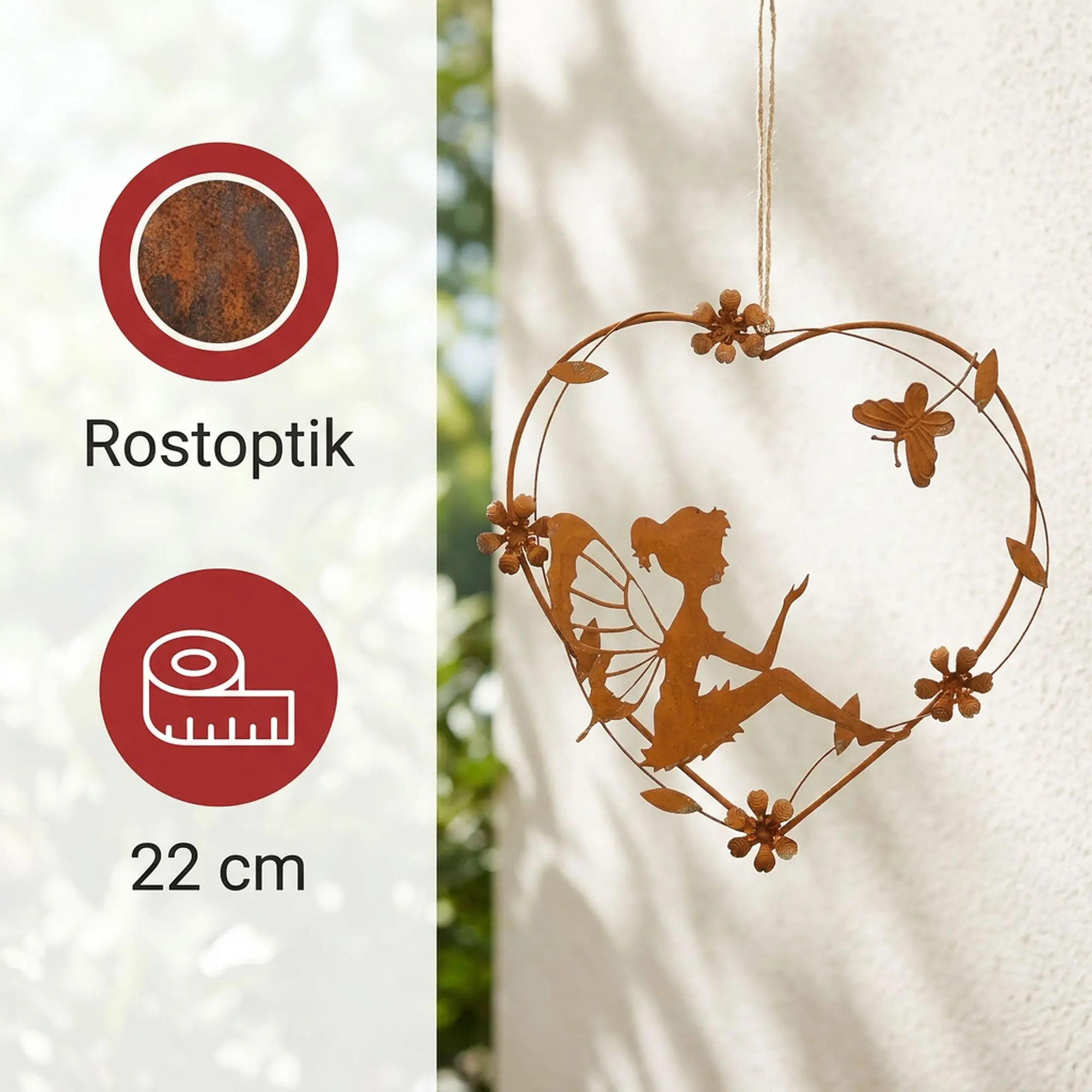 Acheter Suspension coeur "fée"  dans la boutique en ligne de Frank Flechtwaren pour Jardin de Pâques coloré