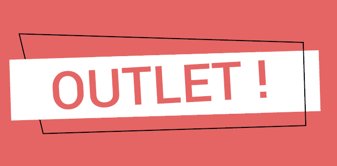 Werbegrafik: roter Outlet-Hinweis als Hinweis auf reduzierte Angebote
