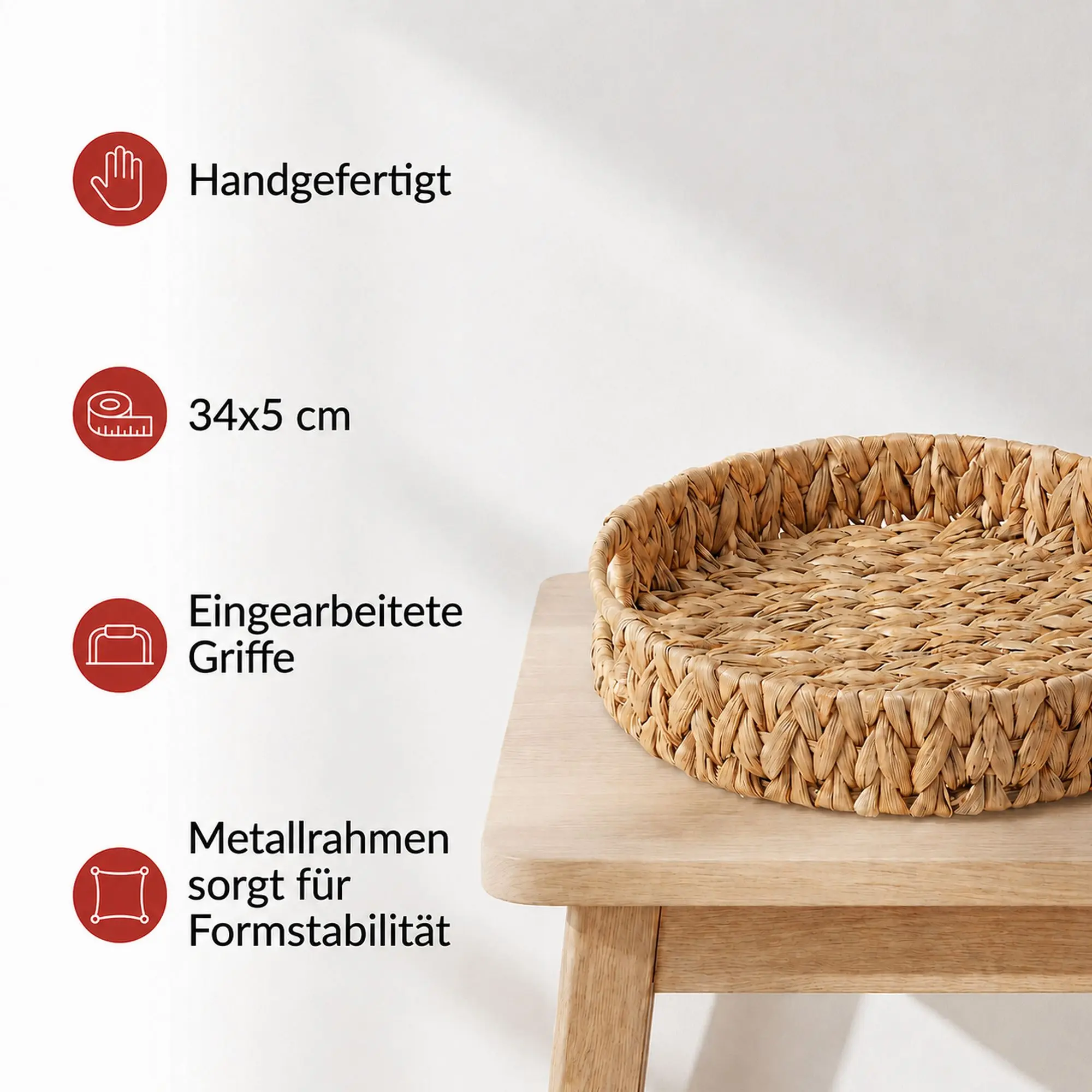 Acheter Plateau "Jacinthe d'eau", rond  dans la boutique en ligne de Frank Flechtwaren pour Bols décoratifs