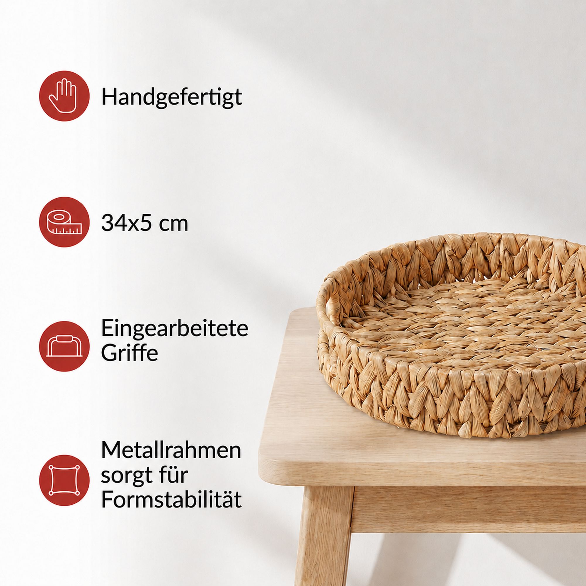 Acheter Plateau "Jacinthe d'eau", rond  dans la boutique en ligne de Frank Flechtwaren pour Plateaux