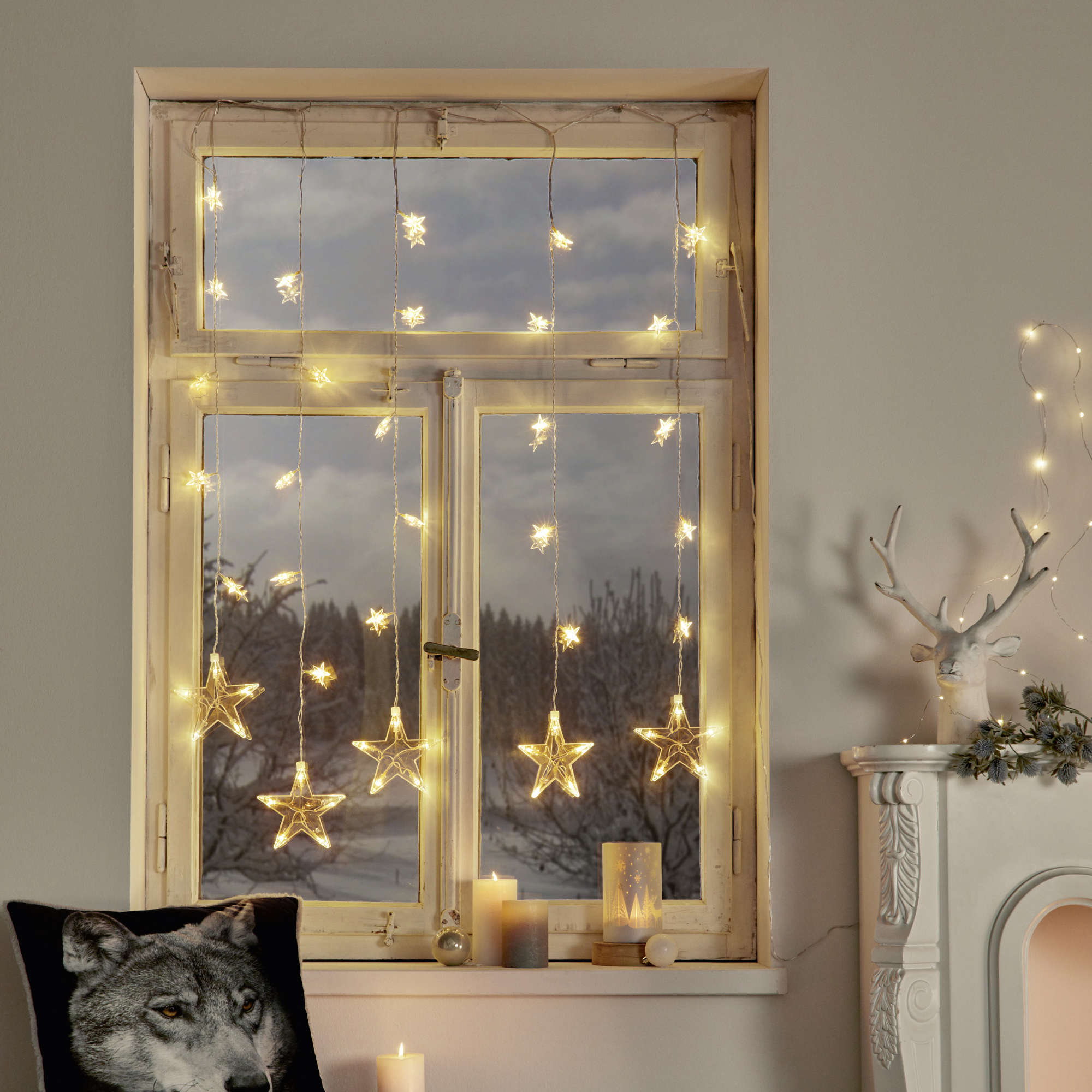 Acheter Rideau lumineux à LEDS "pluie d'étoiles"  dans la boutique en ligne de Frank Flechtwaren