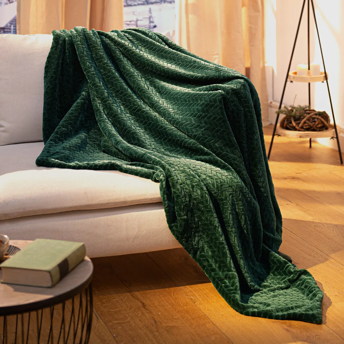 Acheter Plaid "velours vert"  dans la boutique en ligne de Frank Flechtwaren